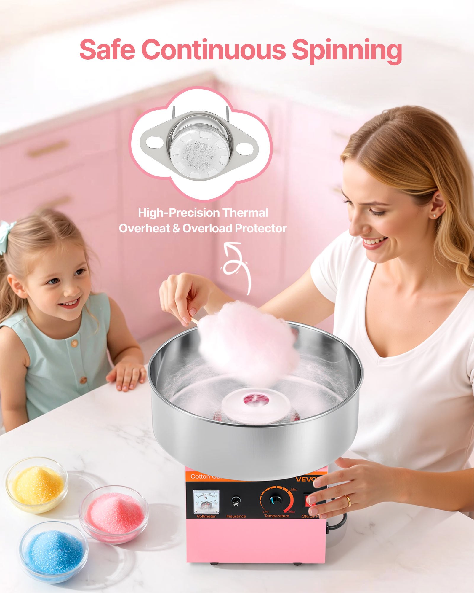 Commercial Cotton Candy Machine Electric Sugar Floss Maker Stainless Steel Pink — foto 2