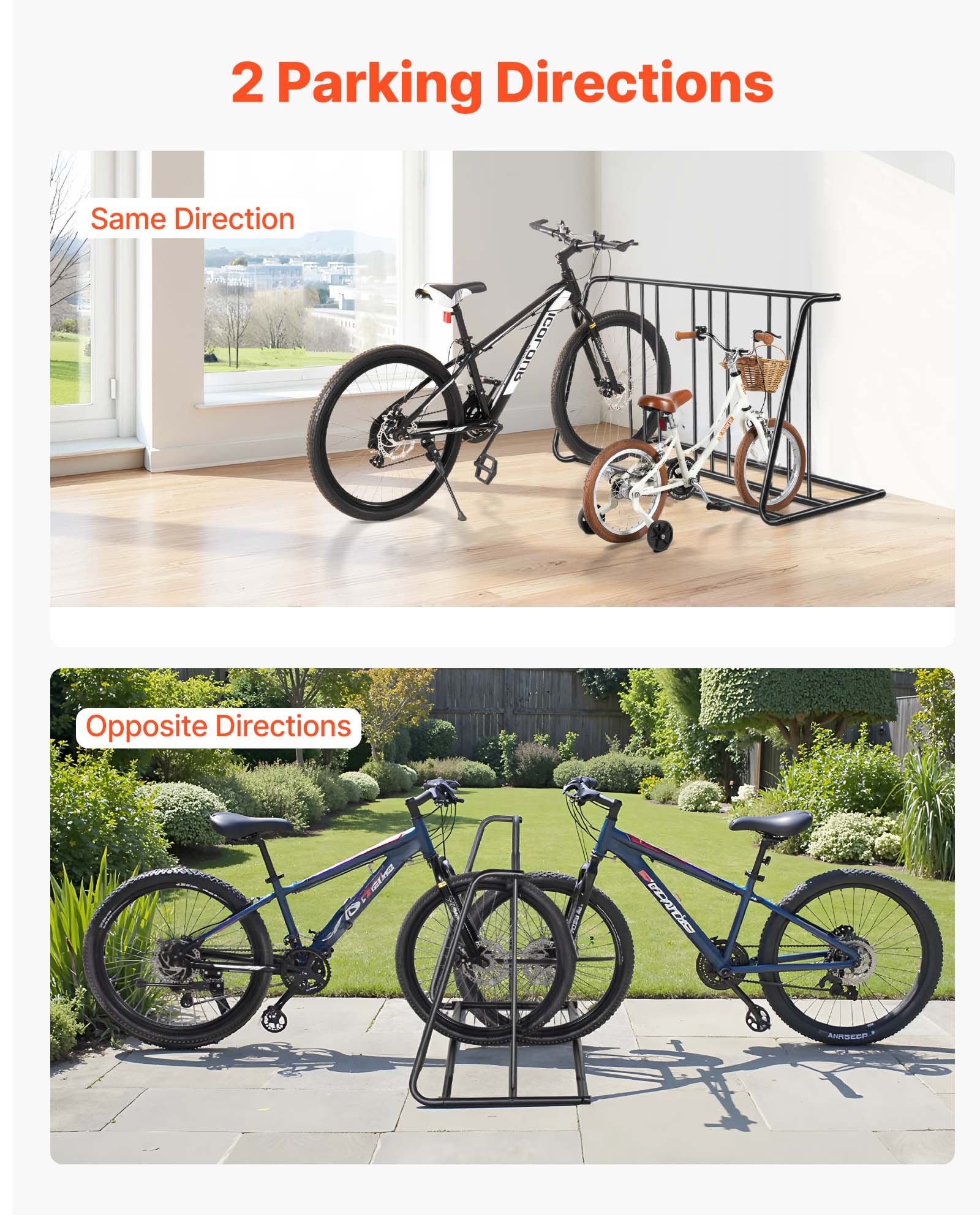 Floor Bike Rack For 3-Inch Tire Width Grid Bike Rack Stand 6-Bicycle Capacity