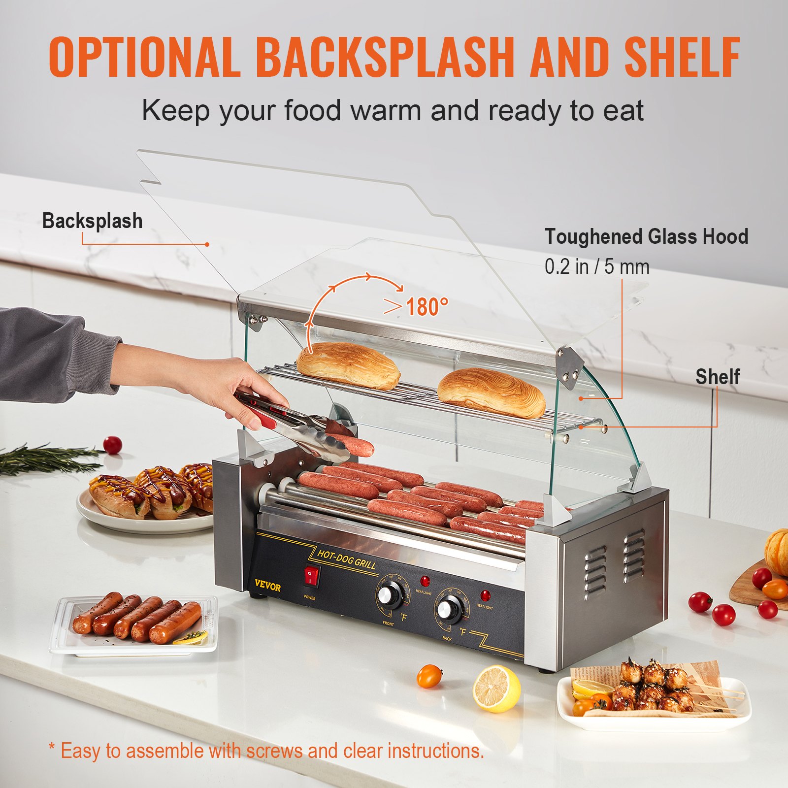 Hot Dog Roller 5 Rollers 12 Hot Dogs Capacity, 750W Stainless Sausage Grill Cooker Machine With Dual Temp Control… - 4
