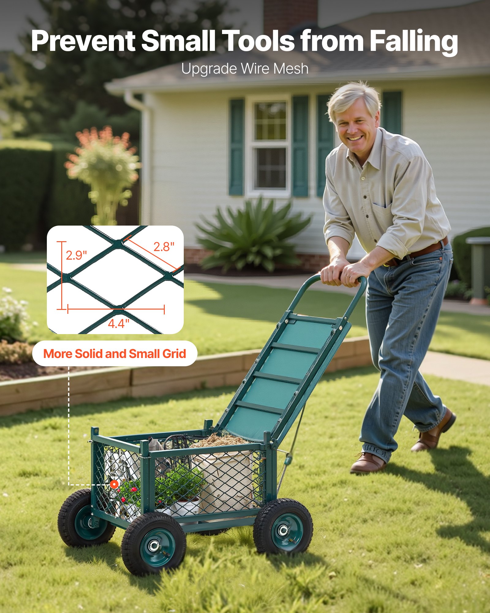 Rolling Garden Seat With Wheel 400LB Heavy Duty Metal Garden Cart With Storage image 5