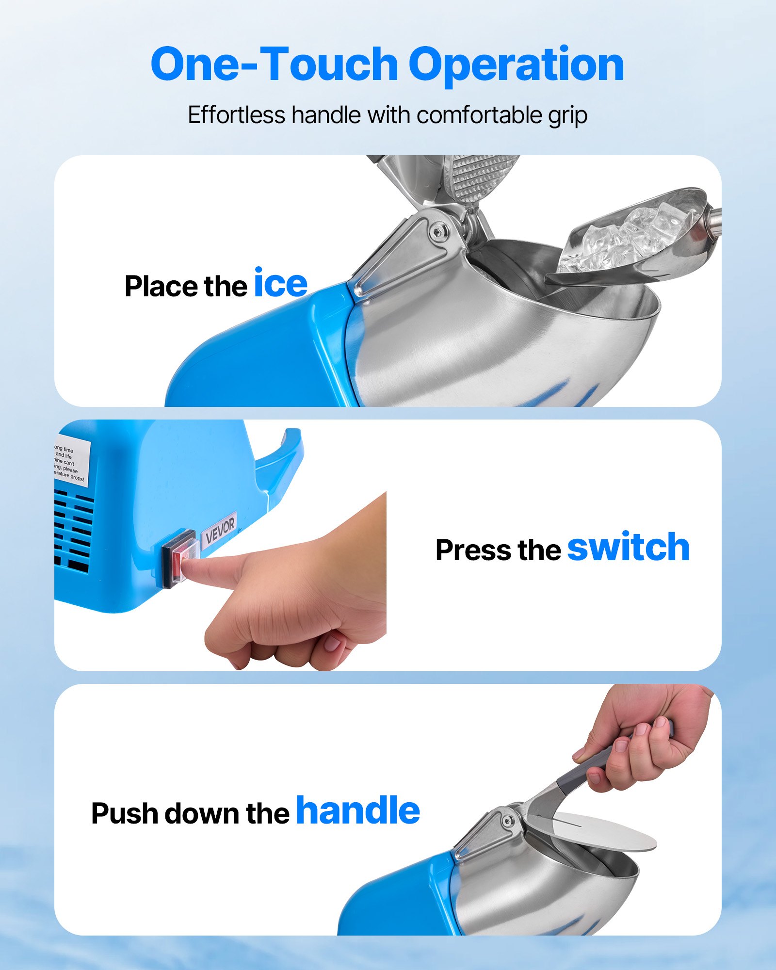 Commercial Ice Crusher 286LBS/H Electric Snow Cone Maker Shaved Ice Blue image 4