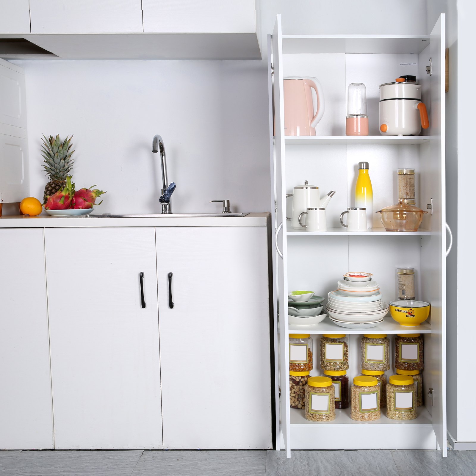 Kitchen Pantry Cabinet 60' Tall Food Pantry Storage Cabinet 110LB Loading image 6