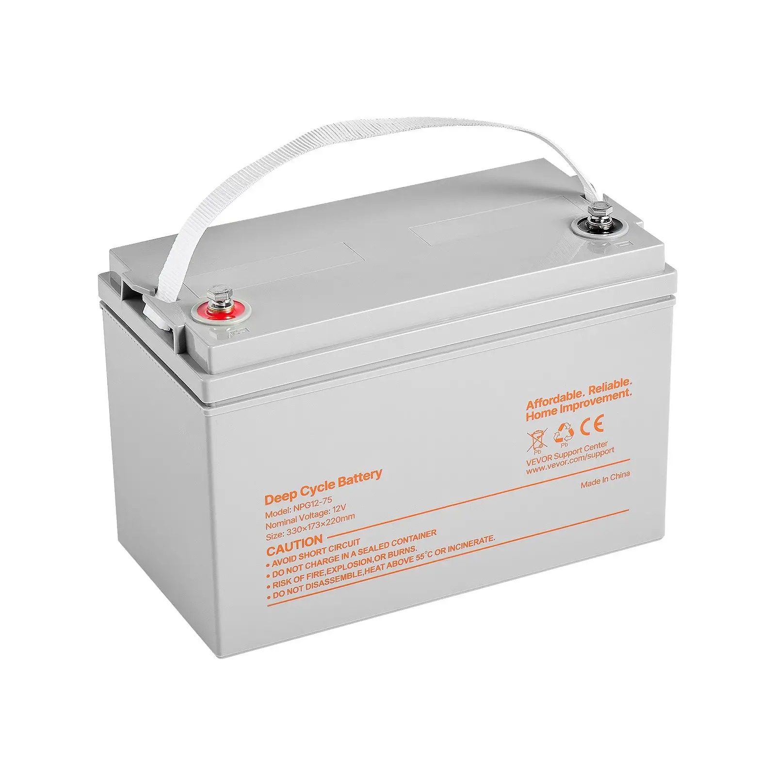 12V 75Ah Deep Cycle Battery Sealed AGM