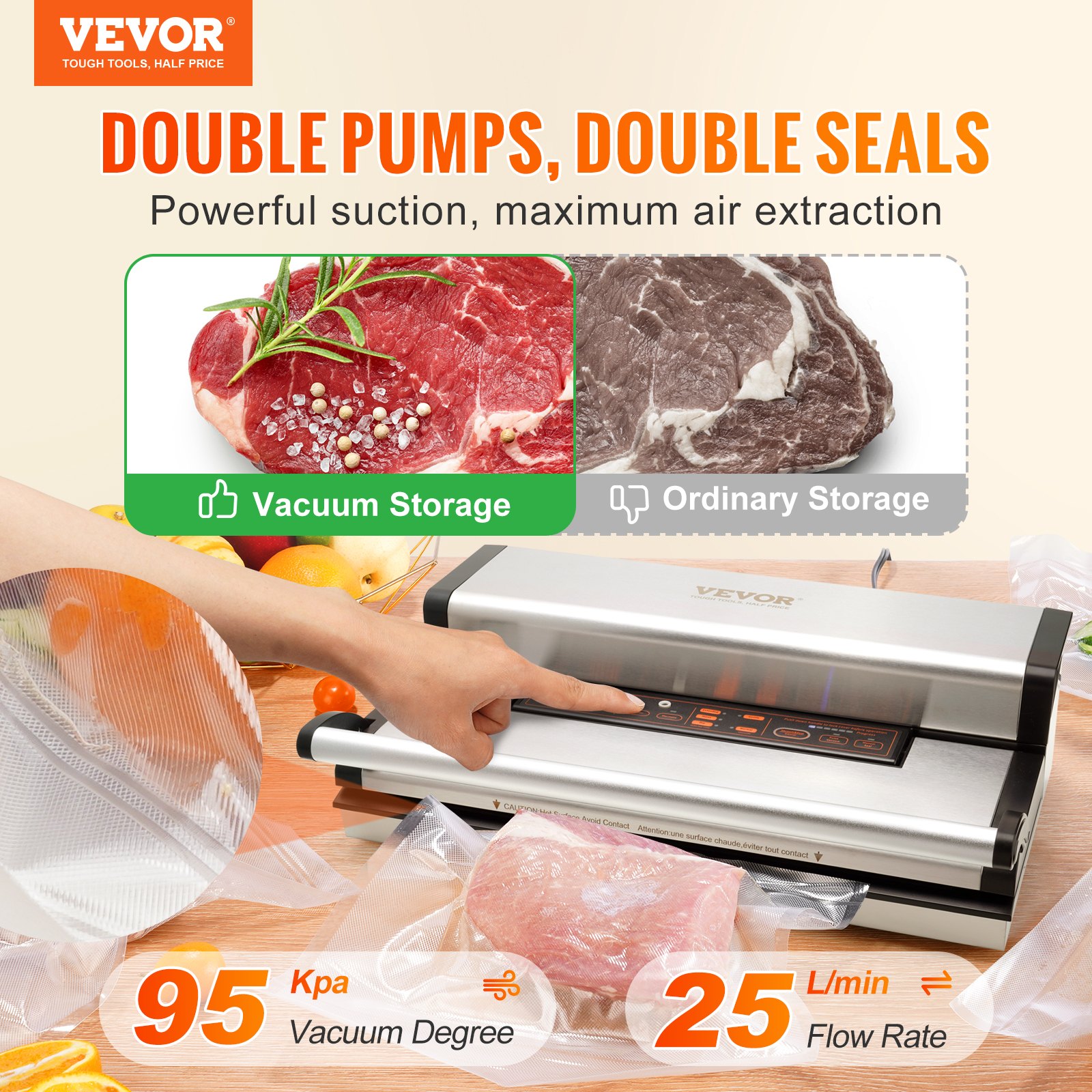 Vacuum Sealer Machine — 95Kpa 350W Powerful Dual Pump and Dual — photo 4