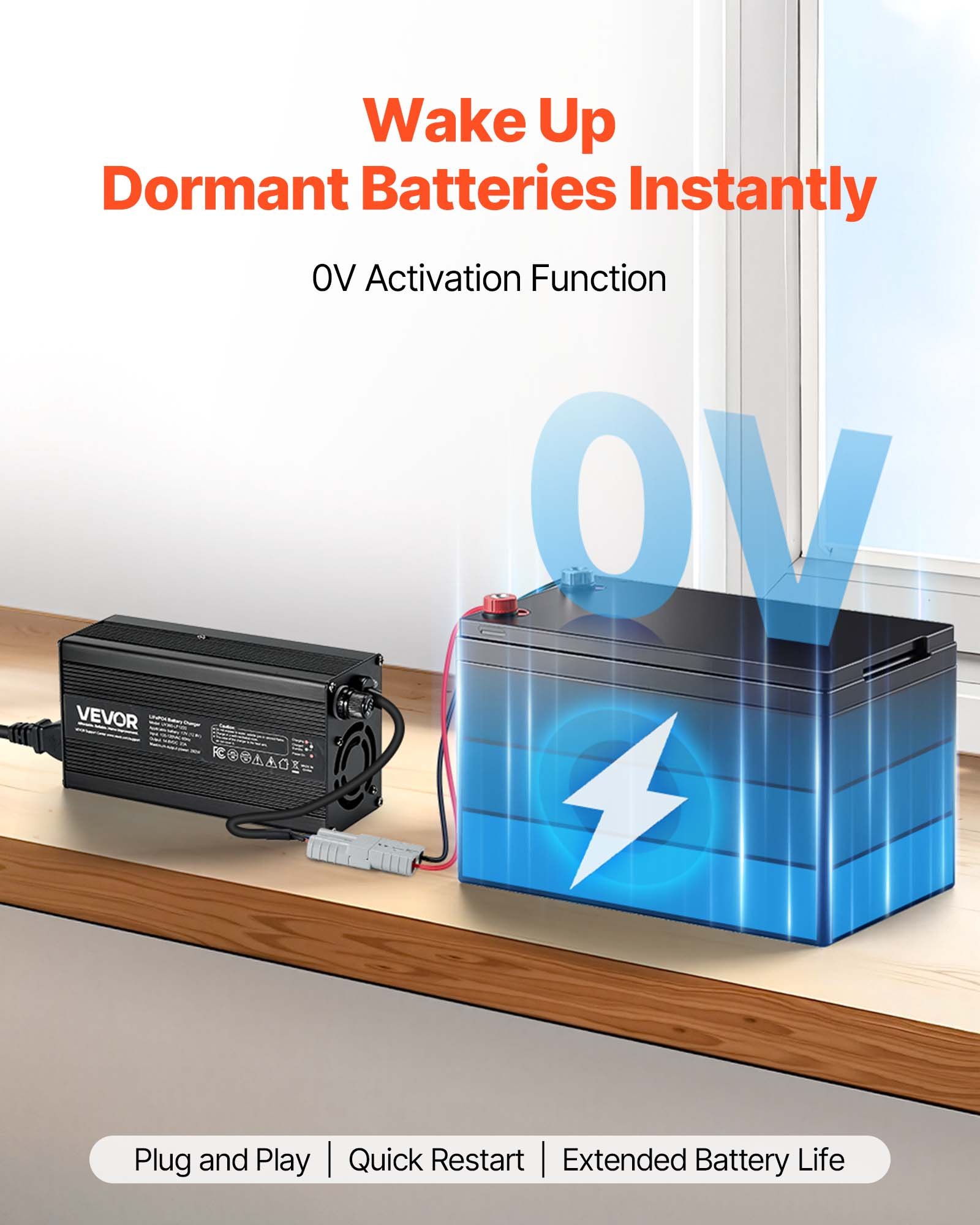 12V 20A Lithium Battery Charger 14.6V AC-DC LiFePO4 Smart Charger For RV