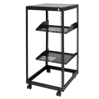 20U Open Frame Server Rack, 15''-40'' Adjustable Depth, Free Standing Or Wall Mount Network Server Rack, 4 Post AV Rack With Casters, Holds All Your Networking IT Equipment AV Gear