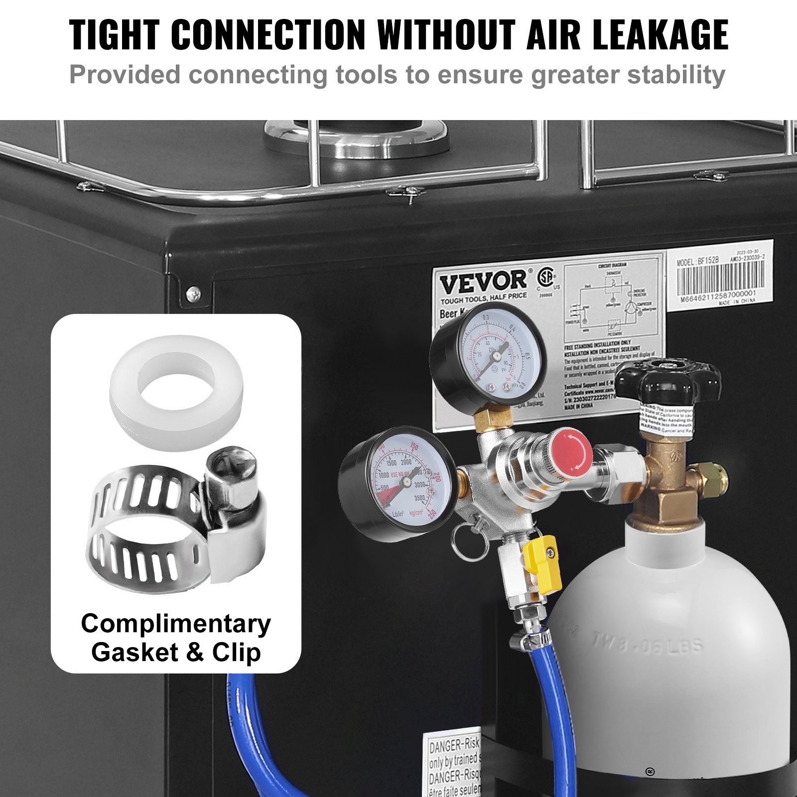Double Gauge Regulator, CO2 Regulator Gauge With 0-60PSI, Heavy Duty CO2 Gauge Gas System, Draft Beer Regulator With… - 4