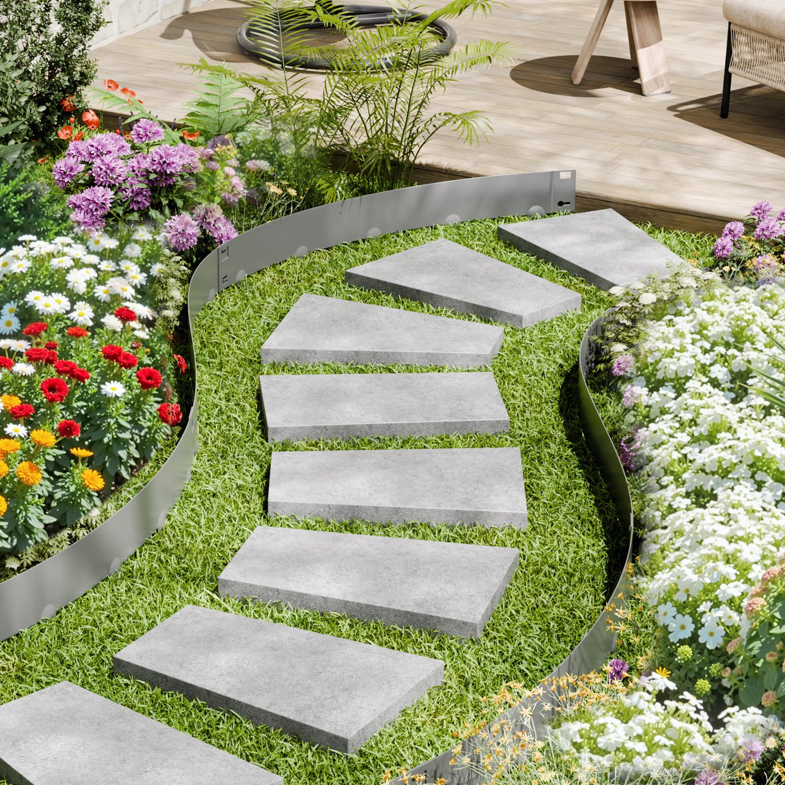 Steel Landscape Edging 5 Packs 39x5in Rust-Resistant Edging Border Dark Gray image 6