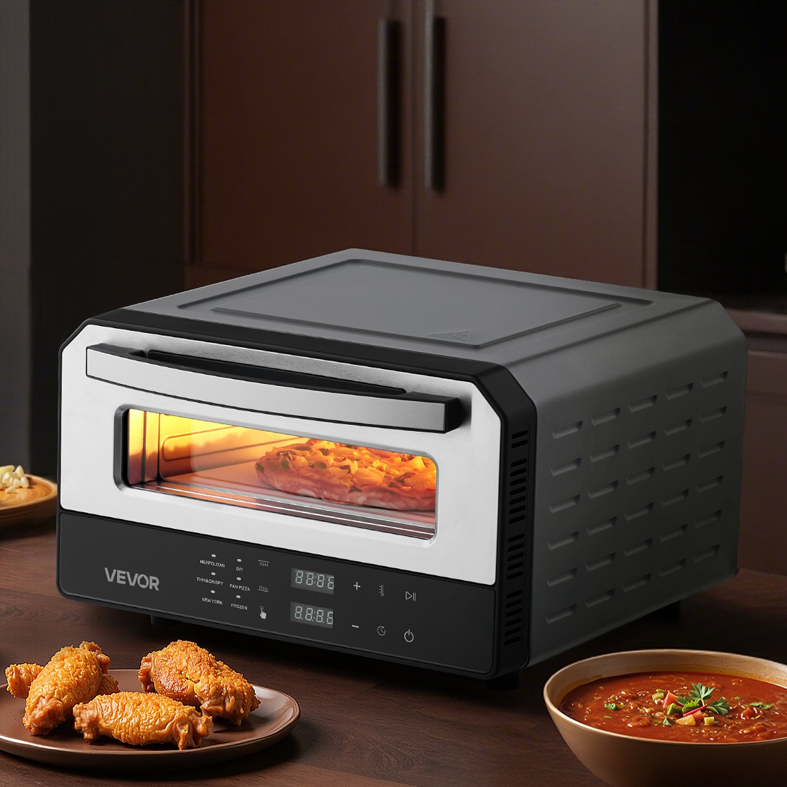 12 Inch Electric Pizza Oven With Pizza Stone 750F Max Temp Pizza Maker