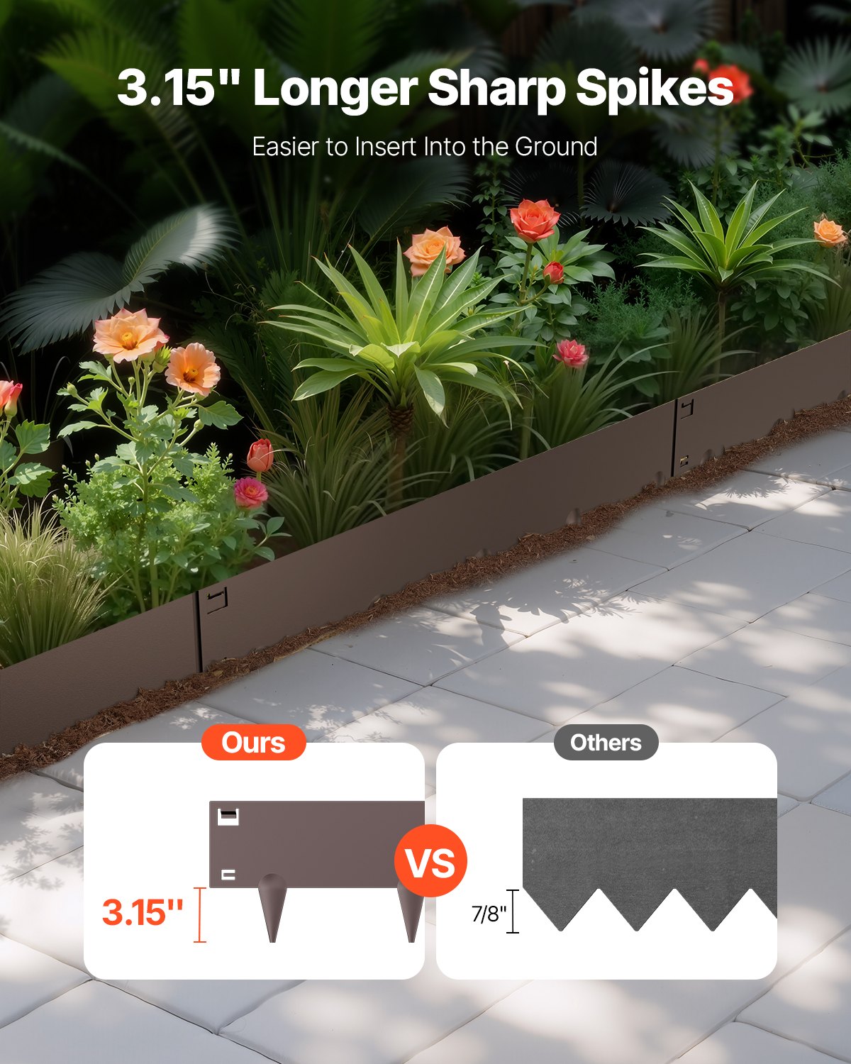 Steel Landscape Edging 5 Packs 39 X 4in Rust-Resistant Edging Border Brown image 2