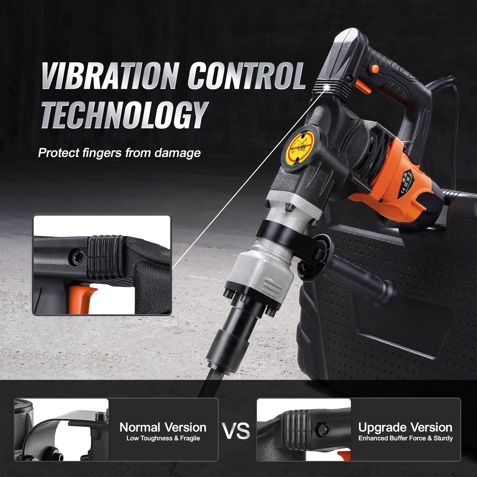 Demolition Jack Hammer Concrete Breaker 1400W Electric Hammer 2 Chisel Bit image 3