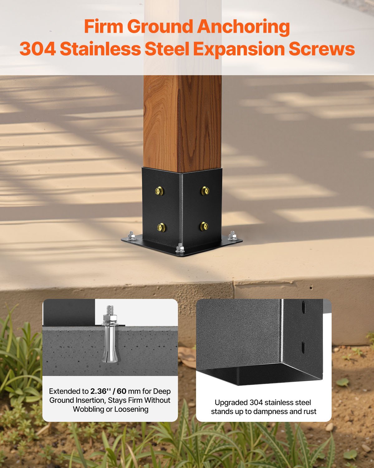 4×4 Inch Pergola Bracket Kit Inner 3.5×3.5 3-Way Slanted Brackets With Bases