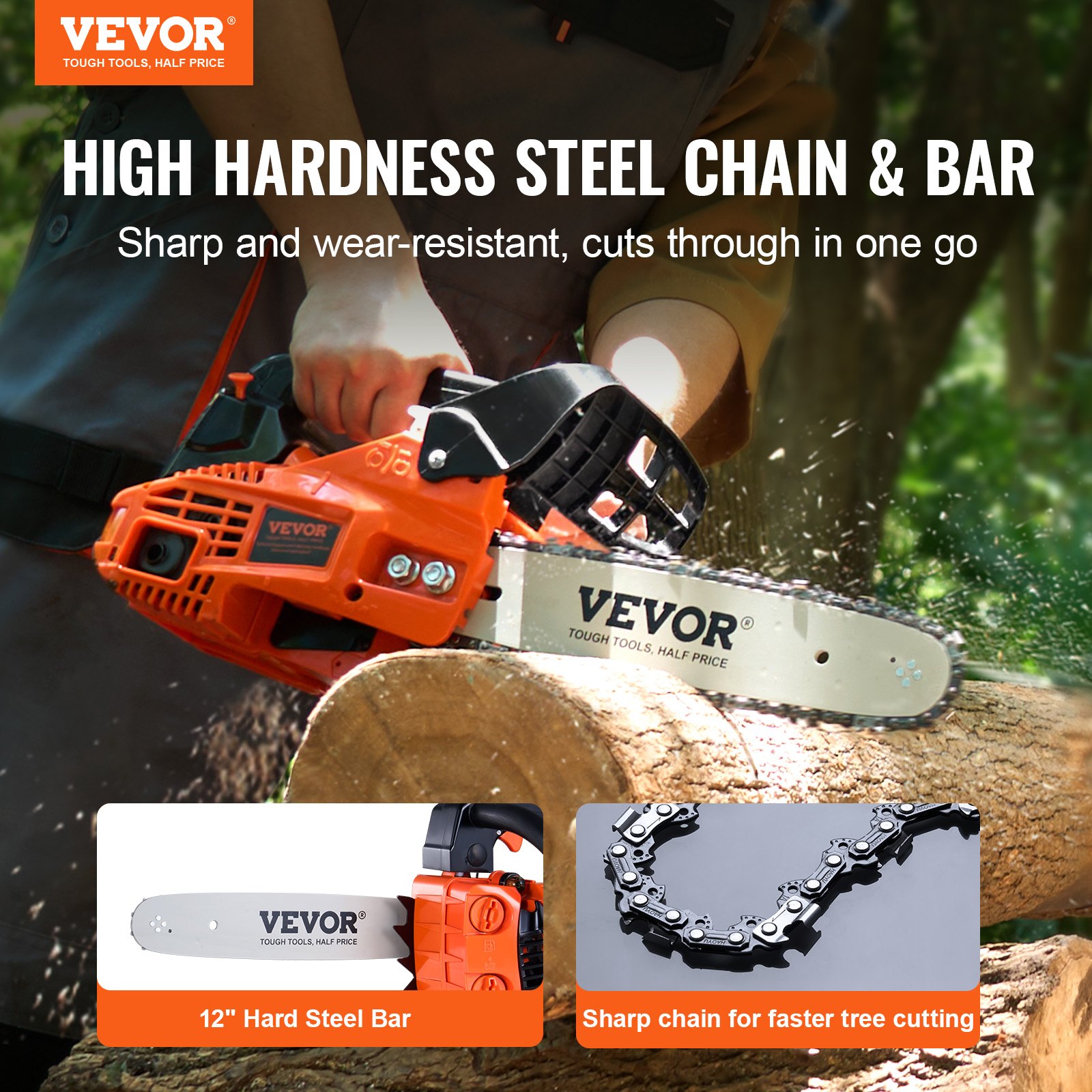 25.4CC 12' Gasoline Chainsaw Powered Wood Cutting Engine Gas Chain Saw image 2