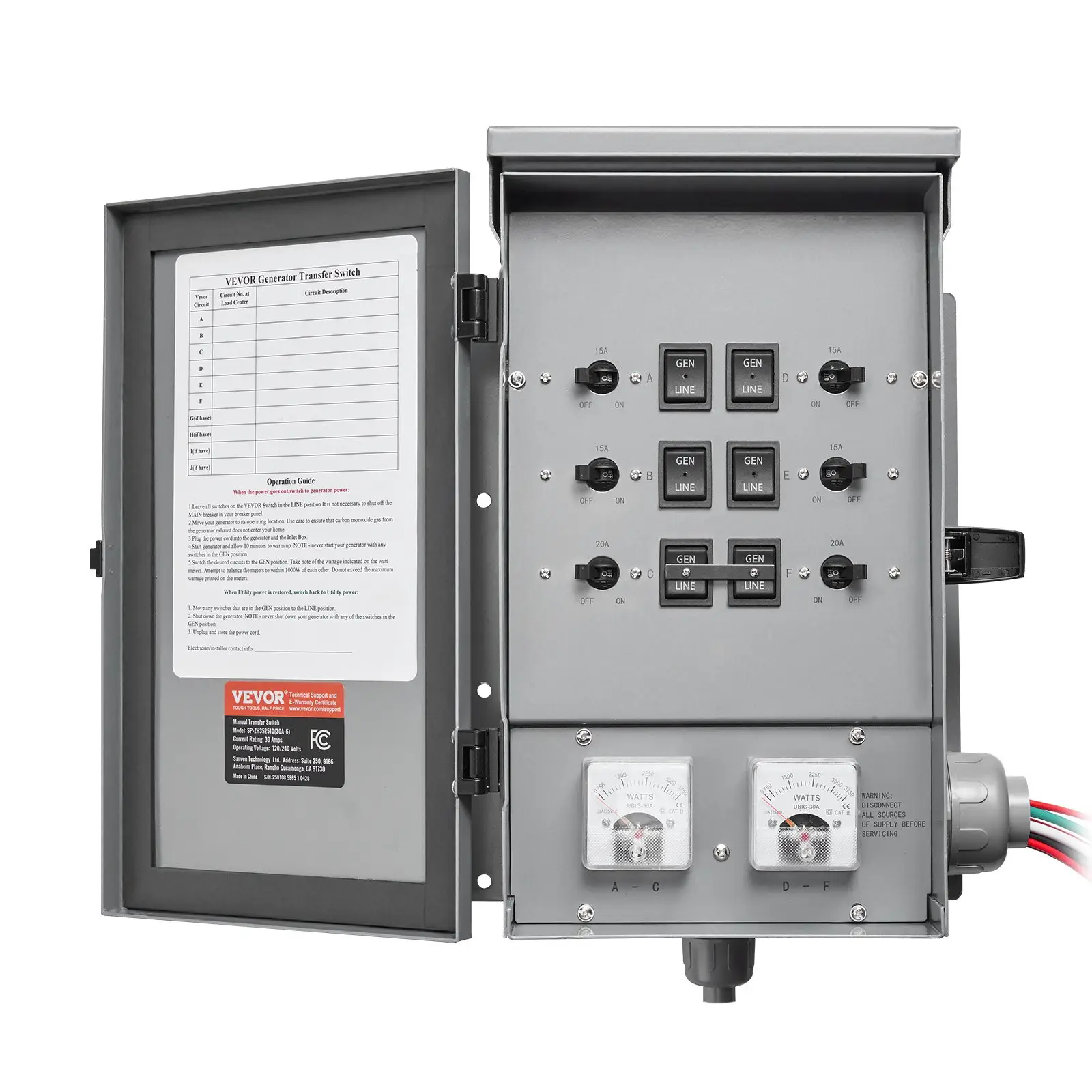Manual Transfer Switch 30A Generator Kit NEMA