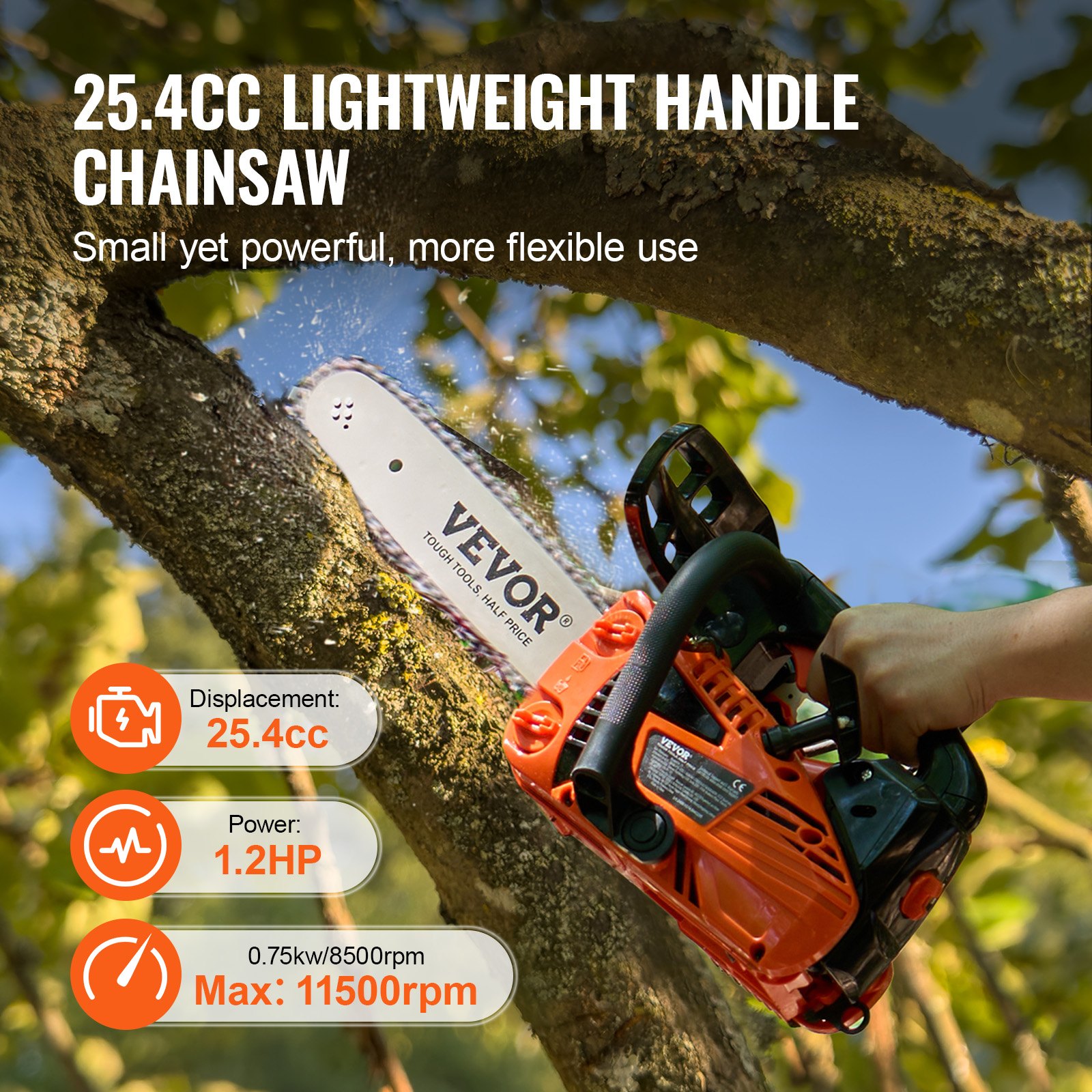 25.4CC 12' Gasoline Chainsaw Powered Wood Cutting Engine Gas Chain Saw image 3