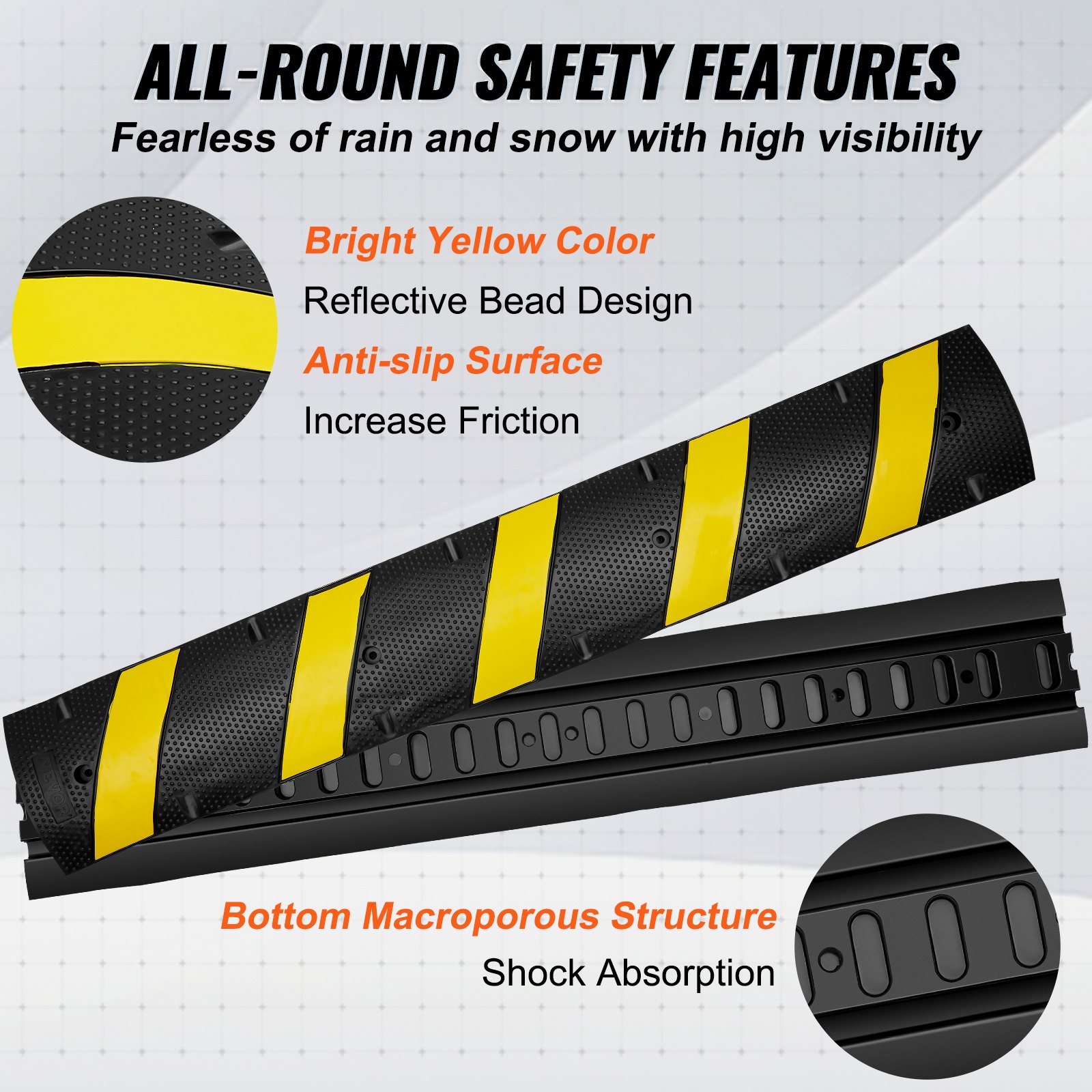 2 PCs 72'' Rubber Speed Bump 2 Channel Load Heavy Duty Speed Hump - 5