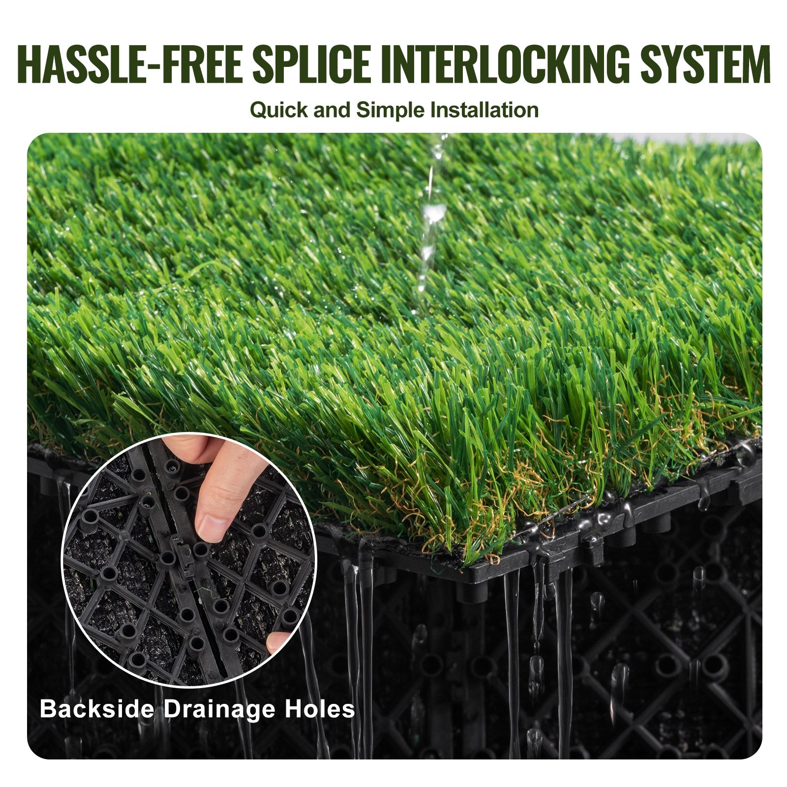 Artifical Grass Tiles Interlocking Turf Deck Set, 18 Pack - 12 X12 Inch, Synthetic Fake Grass… image 5