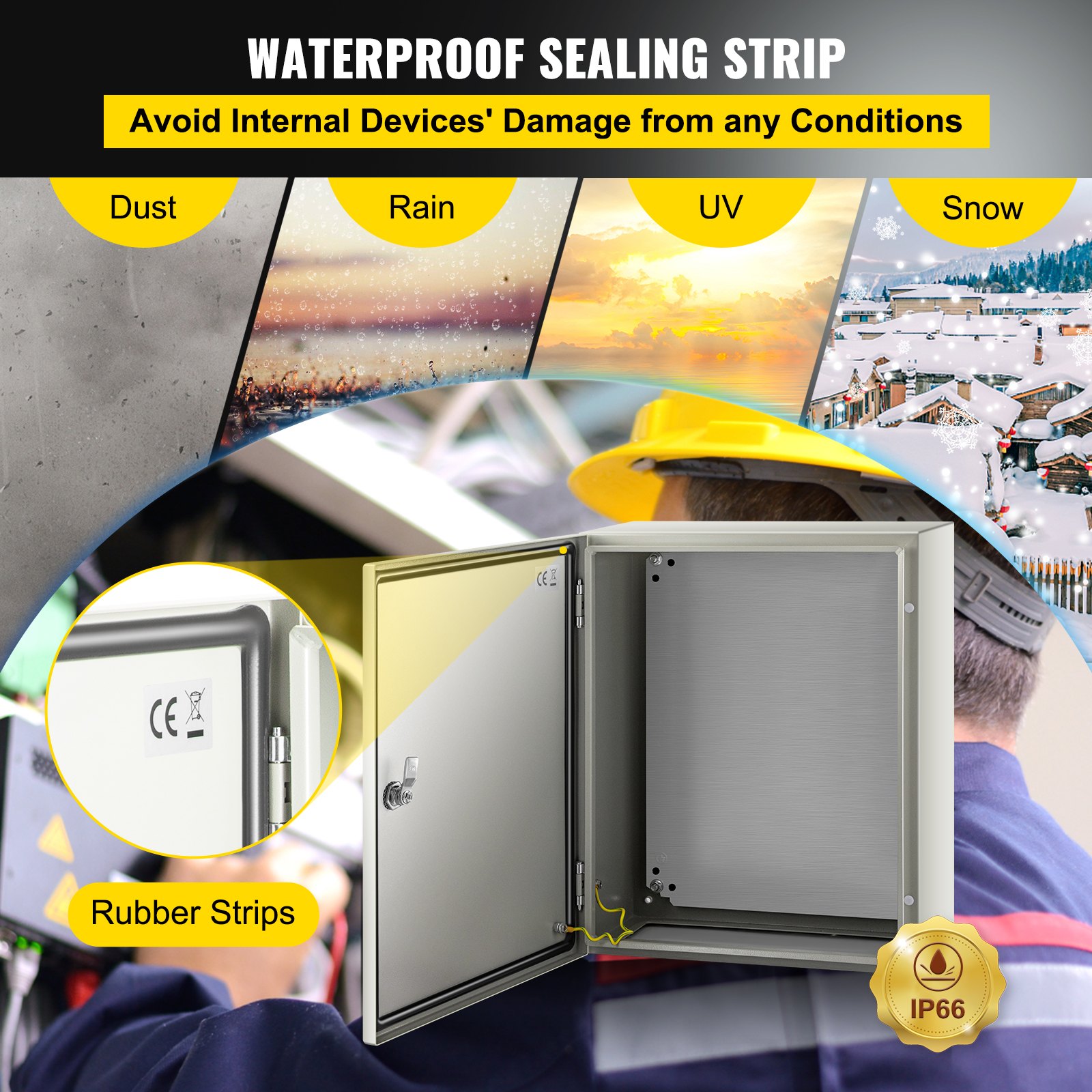 NEMA Steel Enclosure, 20 X 16 X 8” NEMA 4X Steel Electrical Box, IP66 Waterproof & Dustproof, Outdoor/Indoor Electrical Junction Box, With Mounting Plate