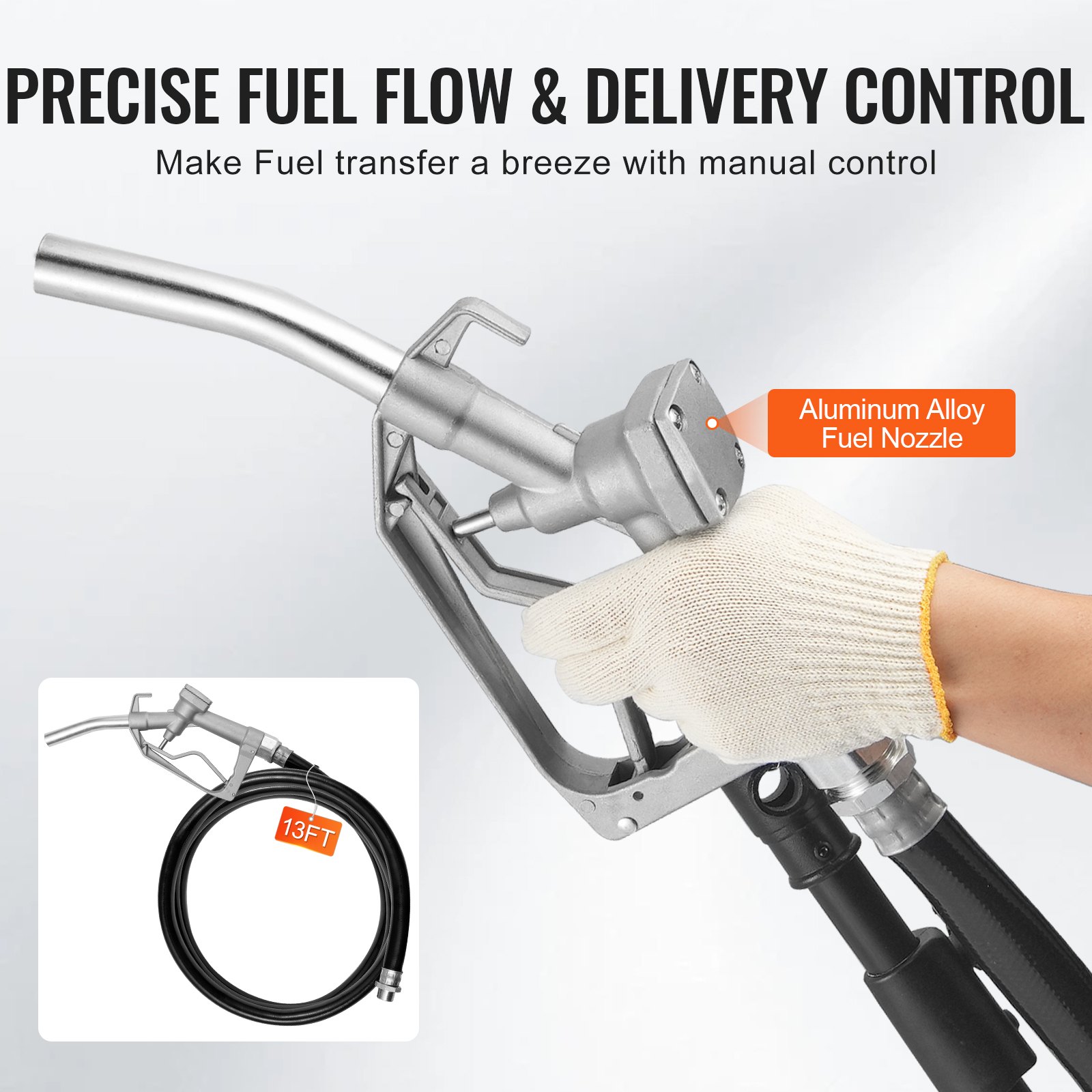 Fuel Transfer Pump 12V 5.3 GPM 1/10 HP Diesel Pump With Auto Fuel Nozzle