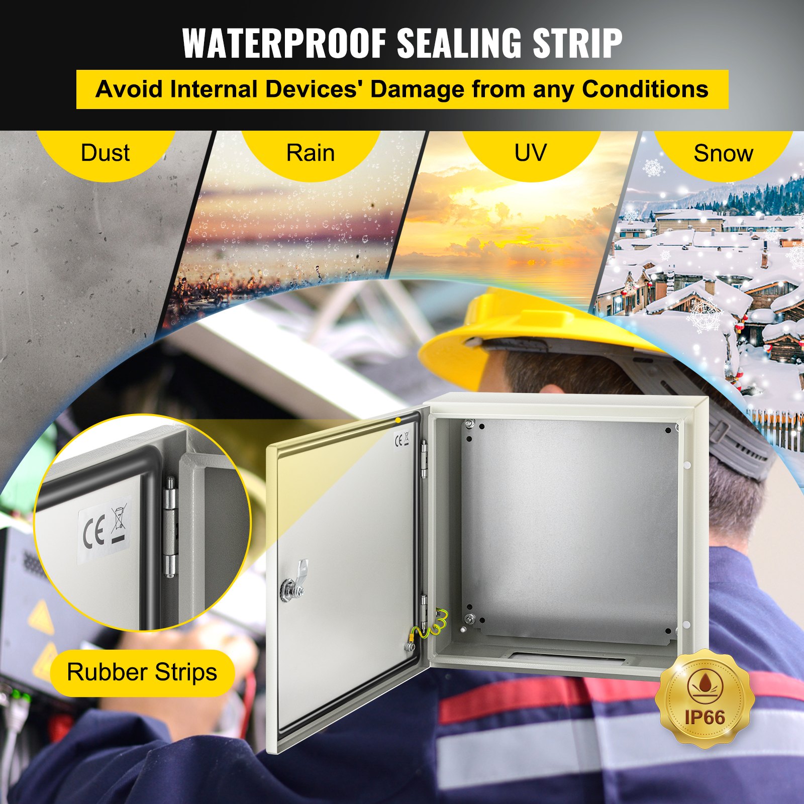 NEMA Steel Enclosure, 16 X 16 X 6'' NEMA 4X Steel Electrical Box, IP66 Waterproof & Dustproof, Outdoor/Indoor Electrical Junction Box, With Mounting Plate - Image 4