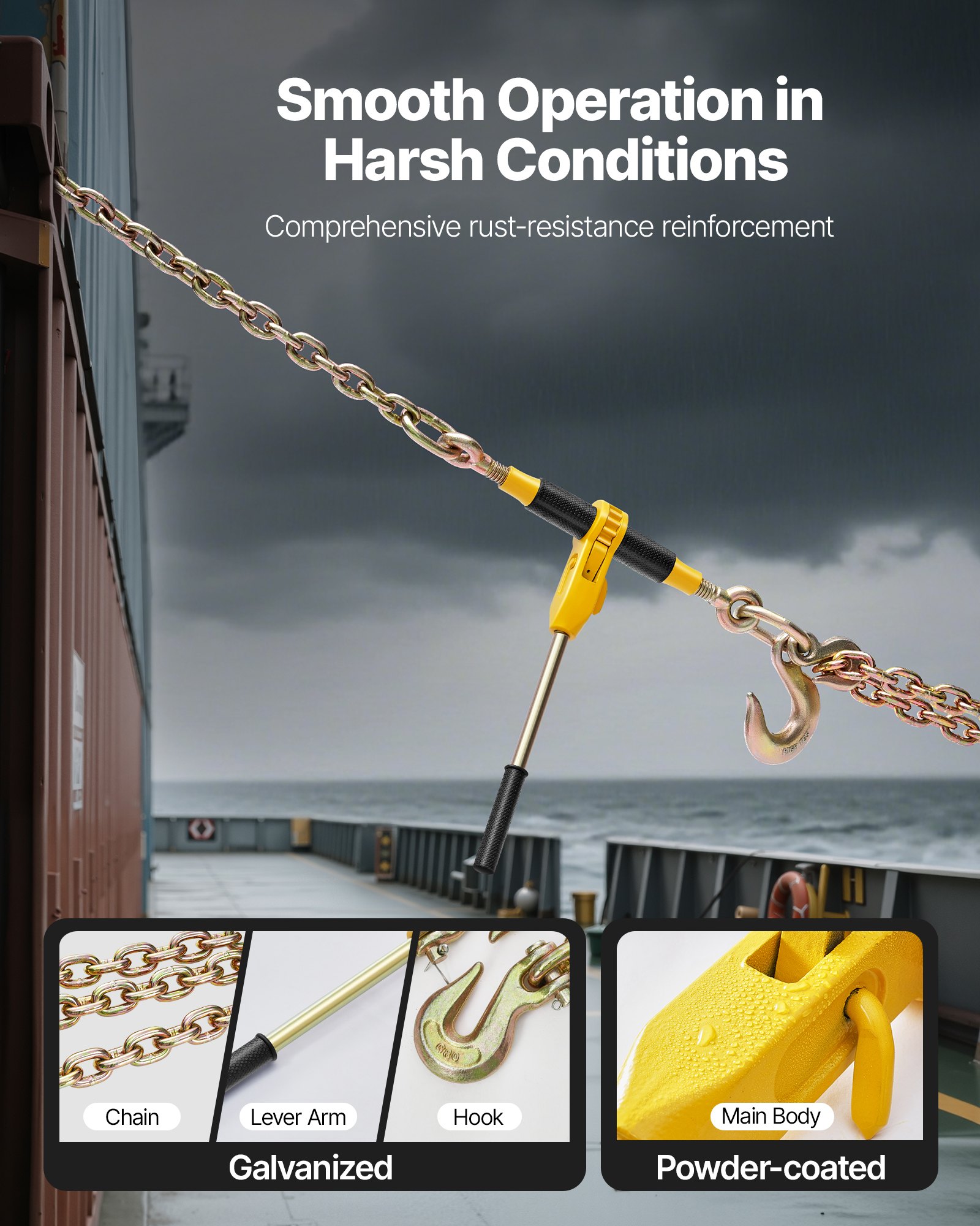 Ratchet Chain Binder With 3'8 In - 1'2 In Chains Heavy Duty Load Binder image 4