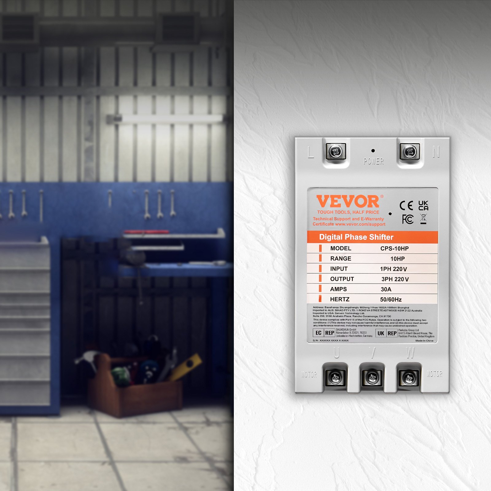 3 Phase Converter – 10HP 30A 220V Single Phase To 3 Phase Converter, Digital Phase Shifter For Residential And Light Commercial Use, 220V Input/Output (One Converter For One Motor Only) – Grey