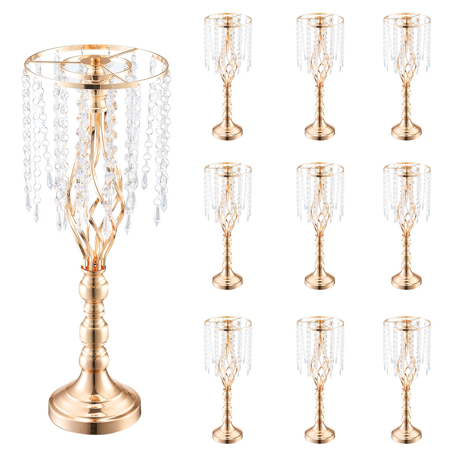 10PCS 55cm/21.65” Tall Crystal Wedding Flower Stand Vase For Party Decor - Image 4