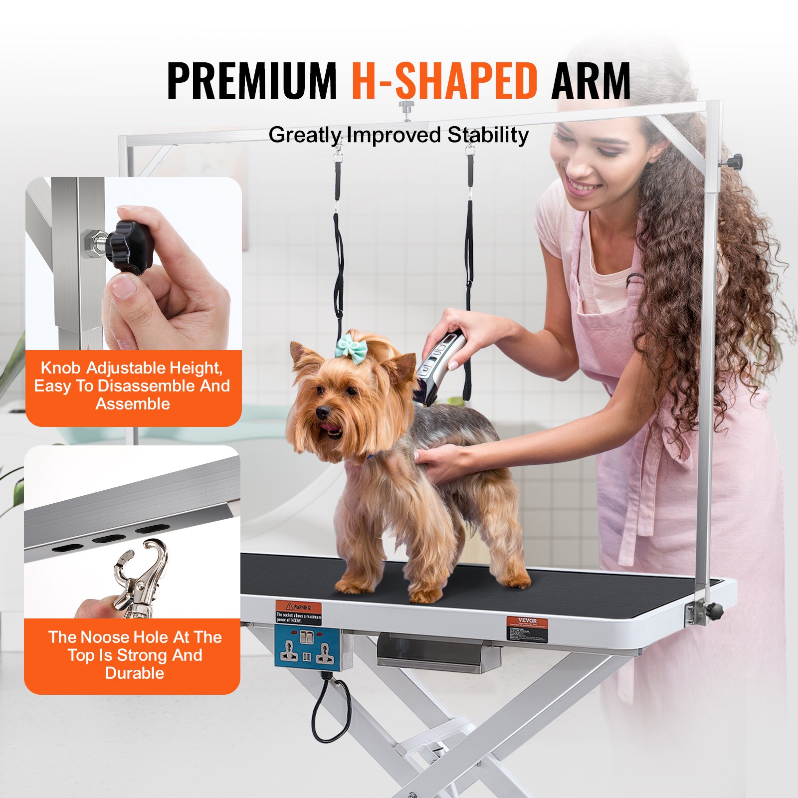 50′ Electric Pet Grooming Table, Heavy Duty Dog Grooming Arm For Large Dogs, Height Adjustable Dog Grooming Station, Anti Slip Tabletop/Dog Grooming Station, Max Bearing 400LBS