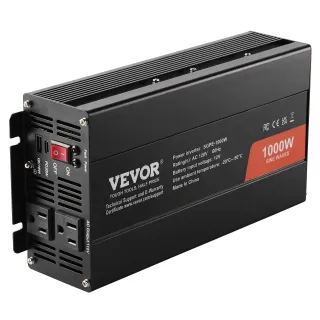Pure Sine Wave Inverter, 1000 Watt, DC 12V To AC 120V Power Inverter With 2 AC Outlets 1 USB Port 1 Type-C Port, Remote Control For Small Home Devices Like Smartphone Laptop, CE FC