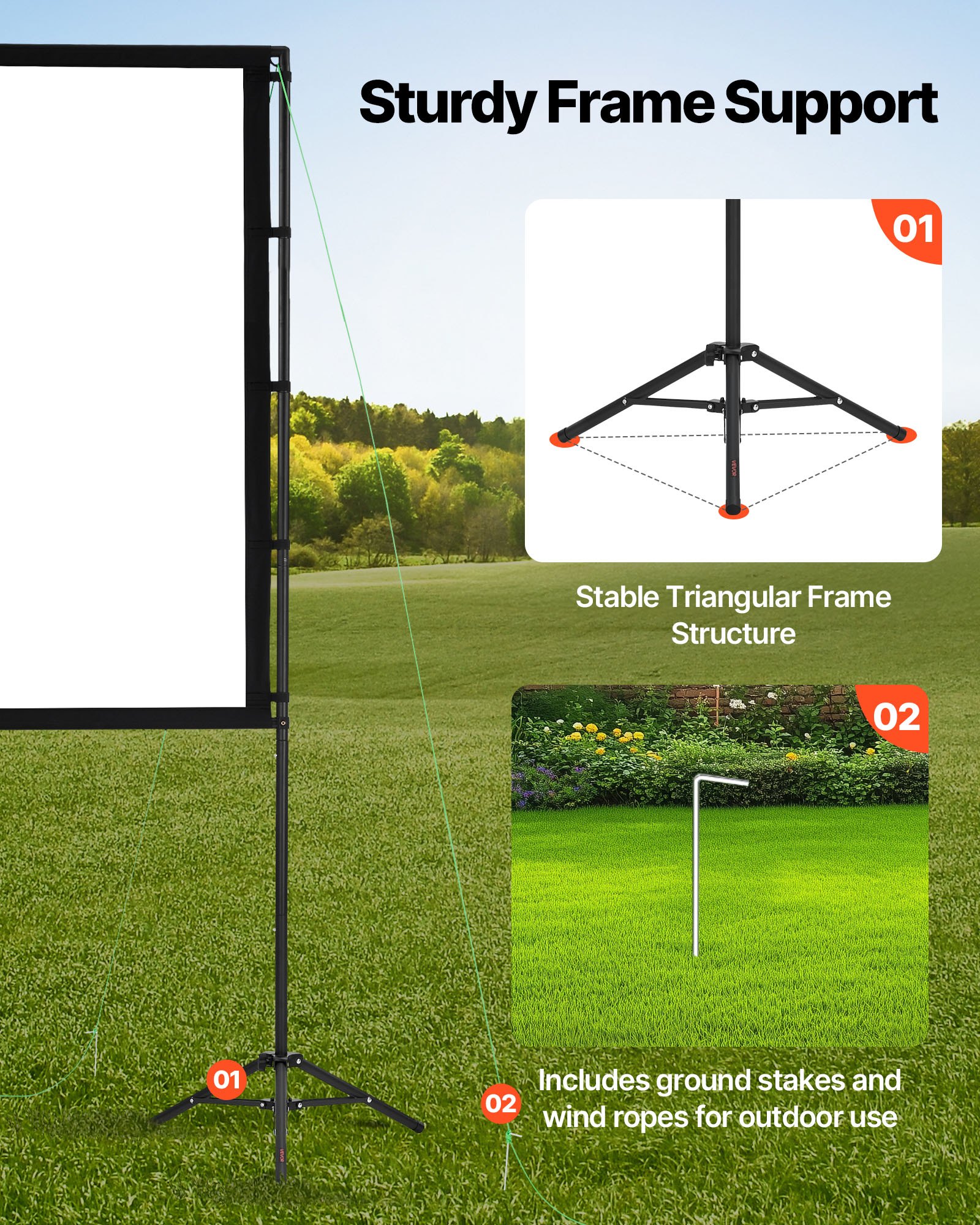 Tripod Projector Screen With 2 Stands 100 Inch 160° Wide Angle 4K HD 16:9