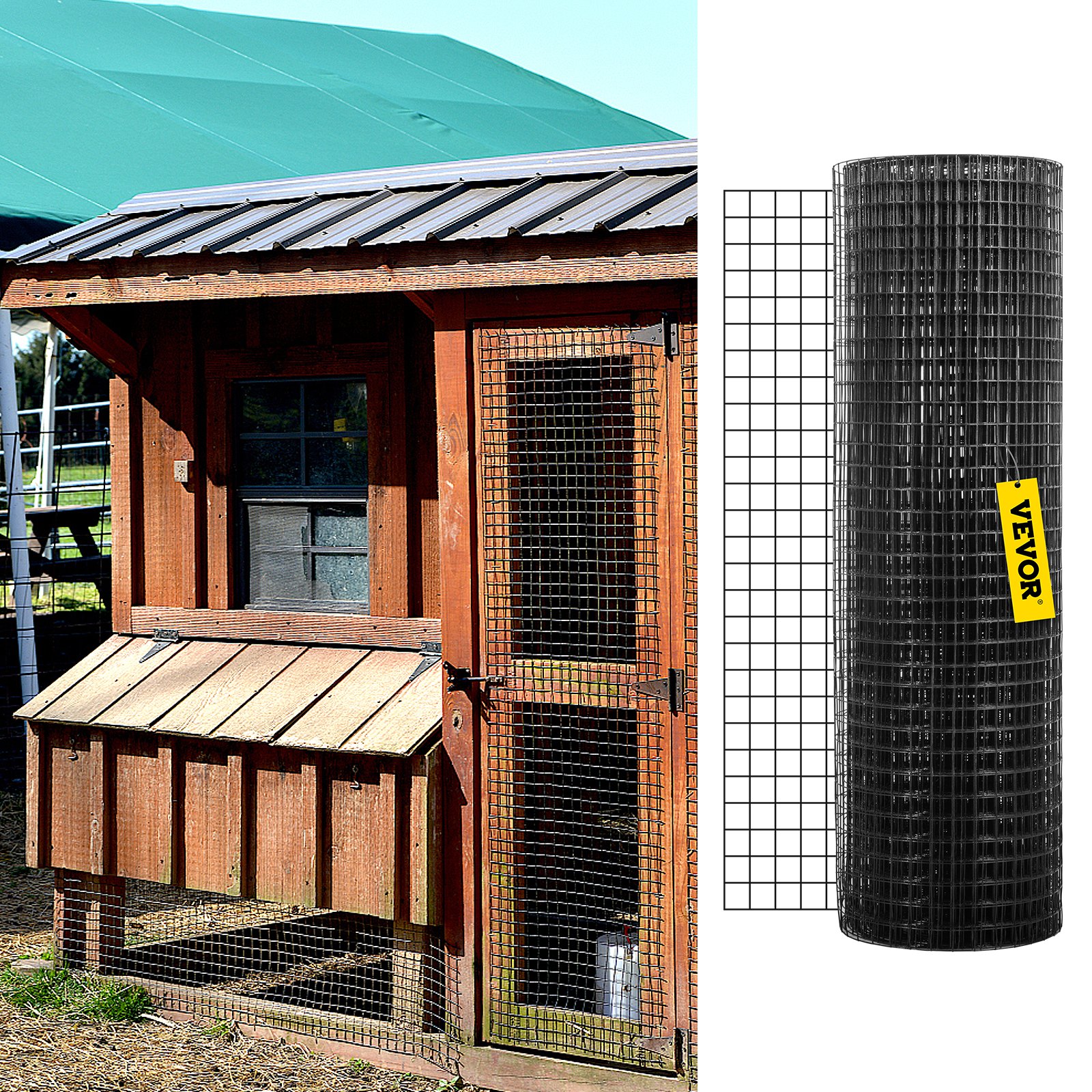 Hardware Cloth, 24' X 100' & 1'x1' Mesh Size, Galvanized Steel Vinyl Coated 16 Gauge Chicken Wire Fencing W'A… - 6