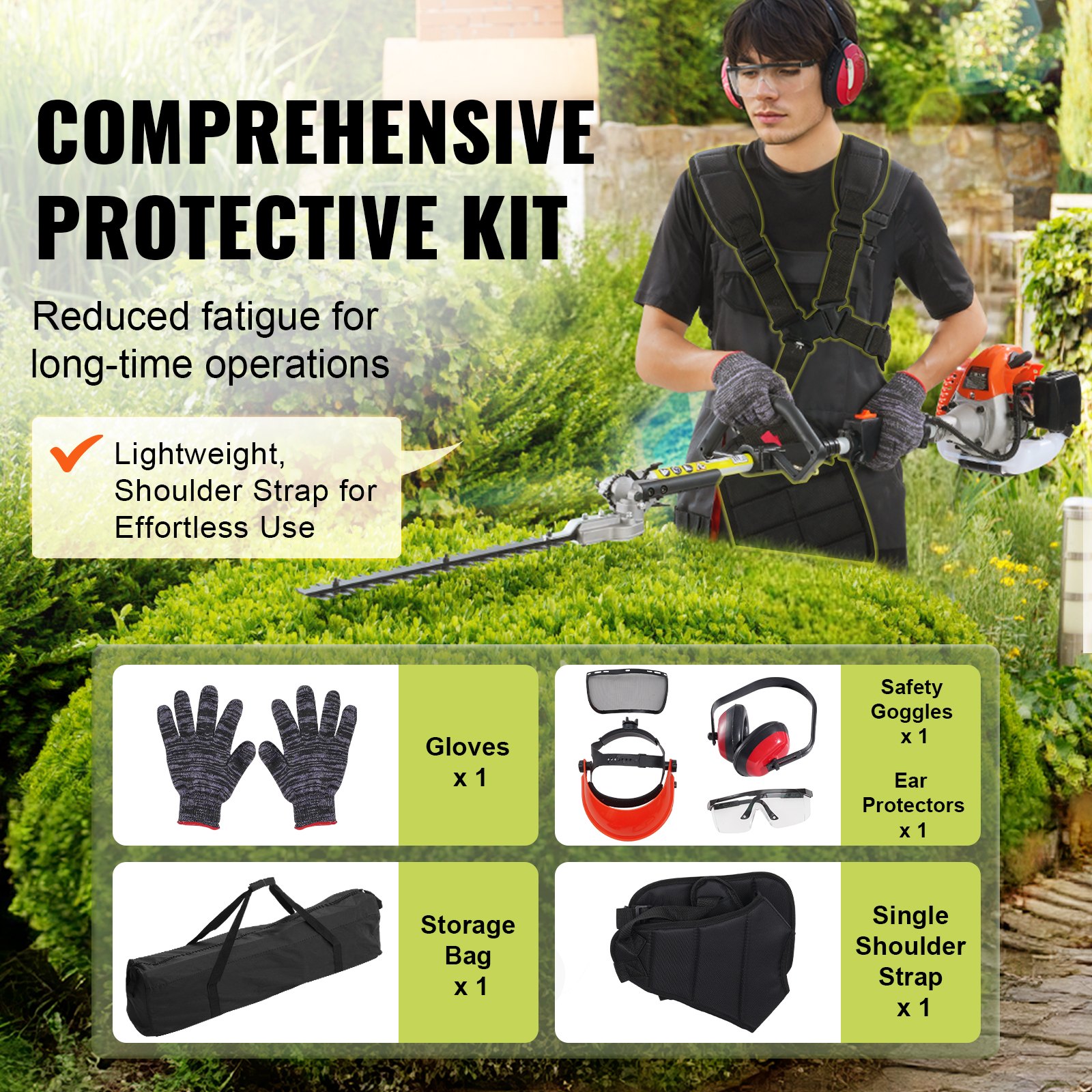 15.7-inch 26CC 2 Cycle Gas Hedge Trimmer, Gas Powered Pole Hedge Trimmer With Dual Sided Dual Action… image 5