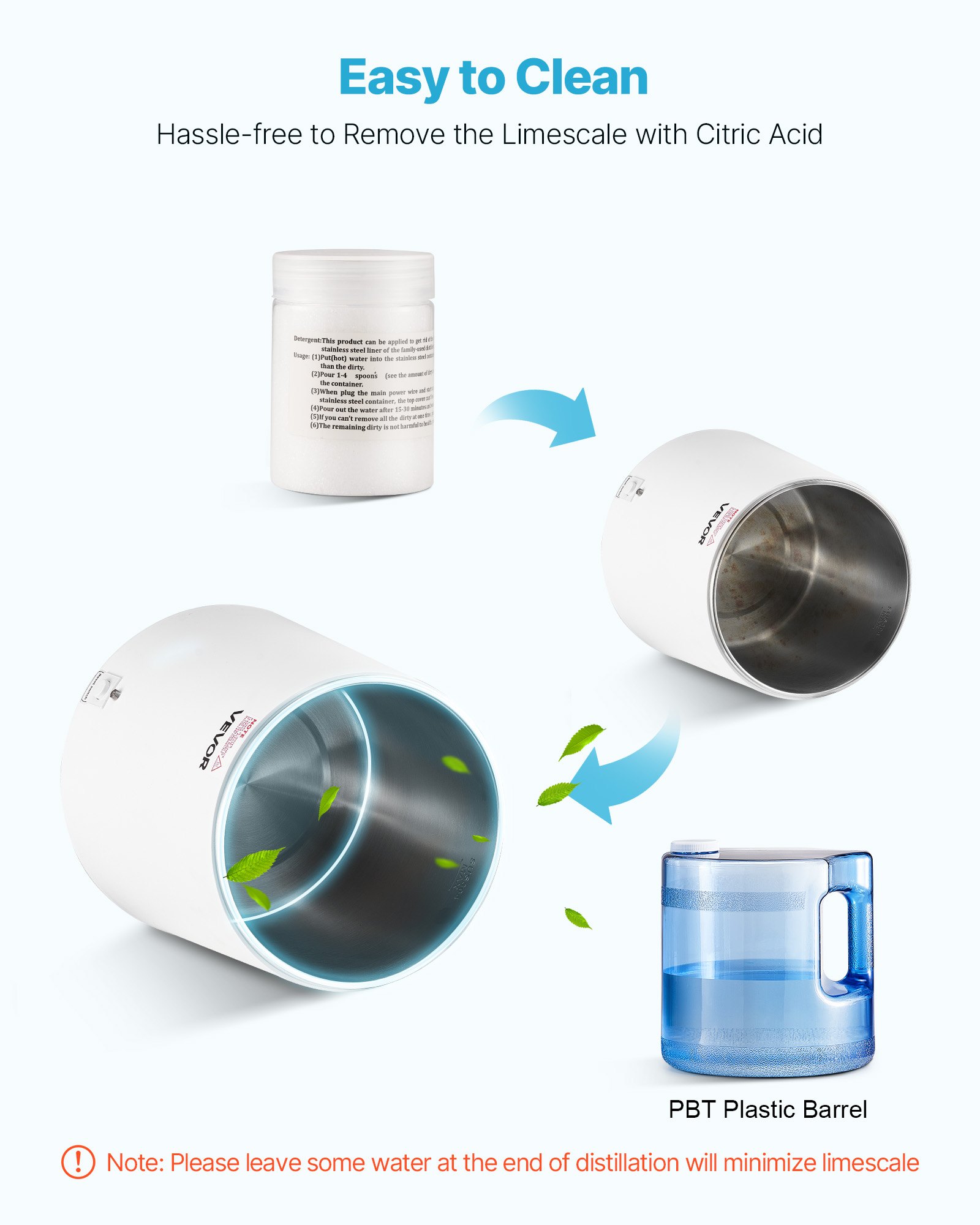 6L Water Distiller Home Countertop Purifier Machine 900W Plastic Stainless Steel — foto 4