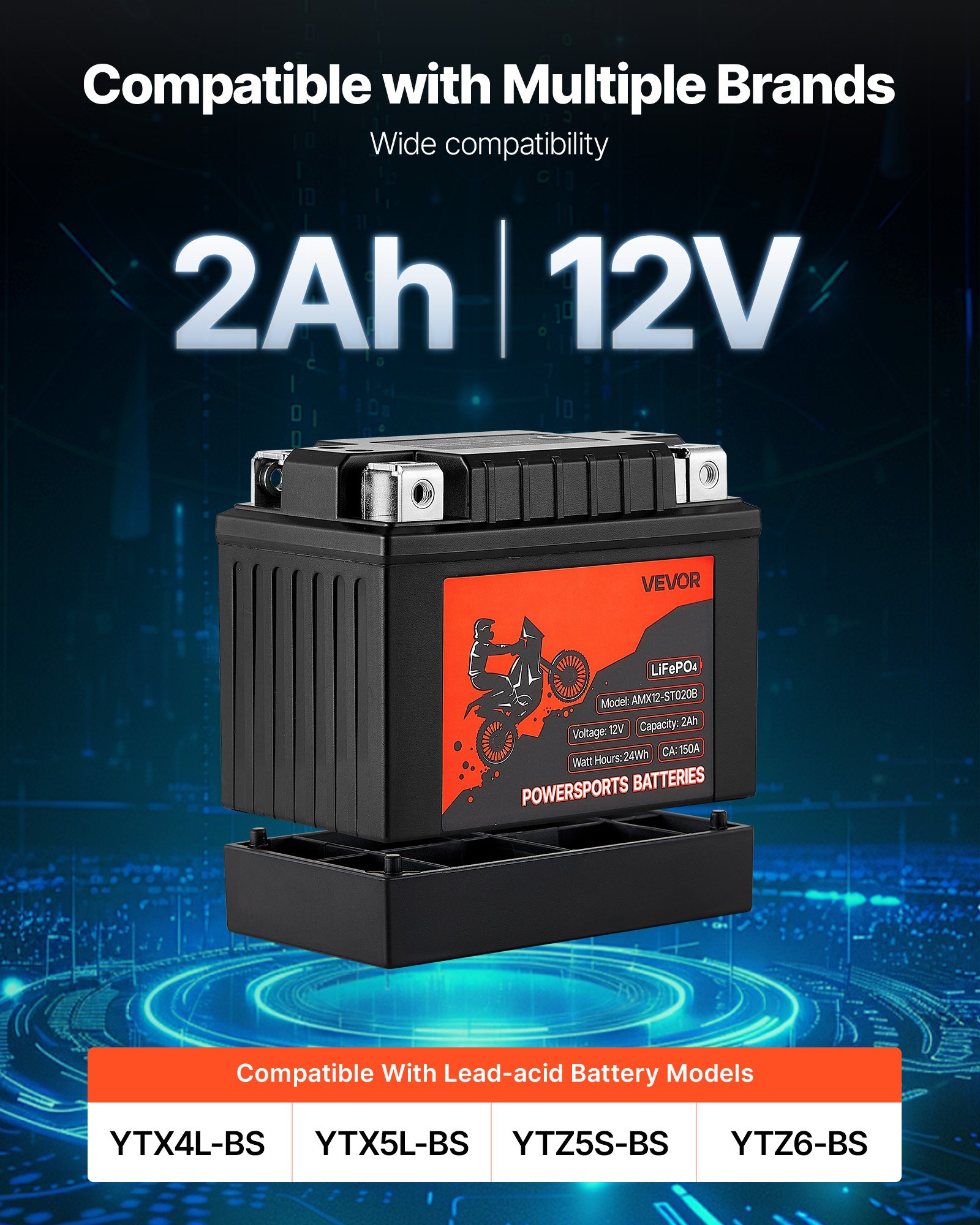 Motorcycle Battery 12V 2Ah YTX5L-BS High Performance Powersports Battery