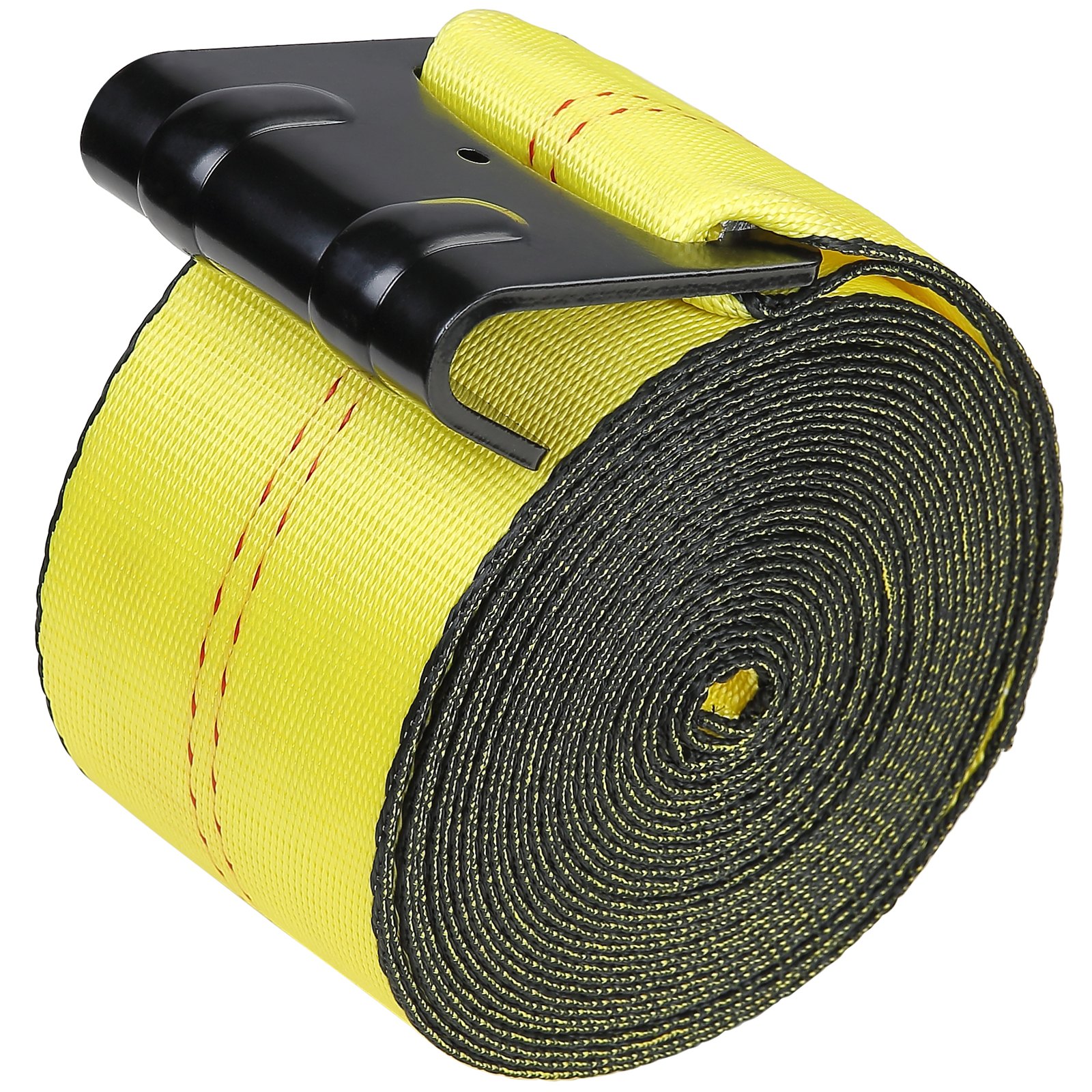 Winch Straps, 4' X 40', 6000 Lbs Load Capacity, 18000 Lbs Break Strength, Truck Straps With Flat Hook, Flatbed Tie Downs Cargo Control For Trailers, Farms, Rescues, Tree Saver, Yellow (10 Pack)