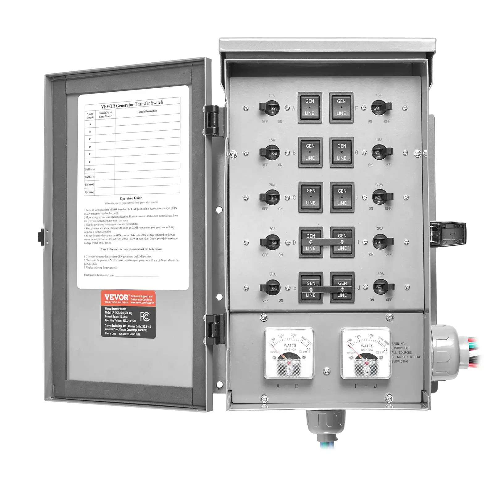 Manual Transfer Switch 50A Generator Kit NEMA