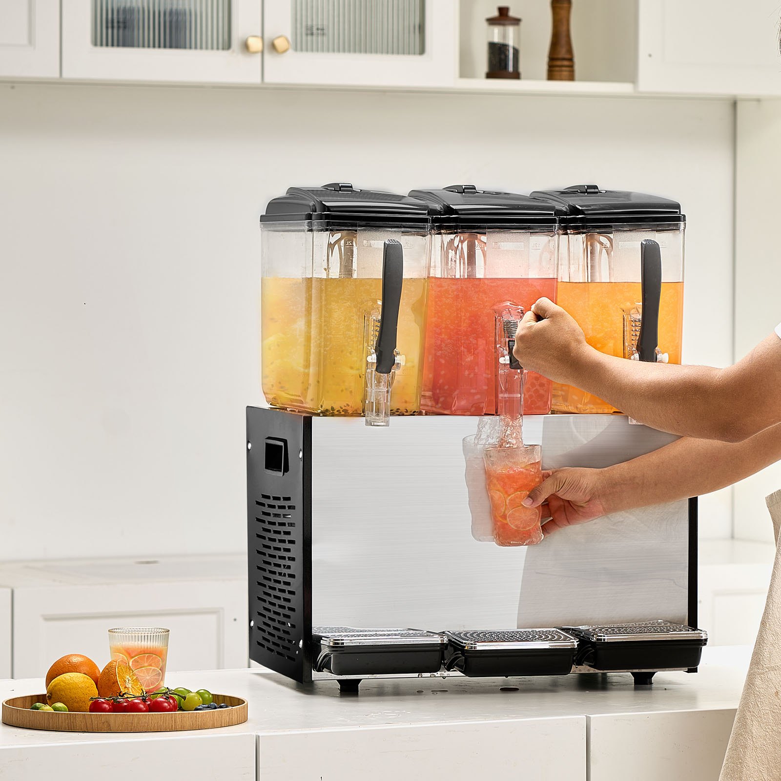 Commercial Beverage Dispenser 12L X 3 Tanks Cold Juice Ice Drink Dispenser