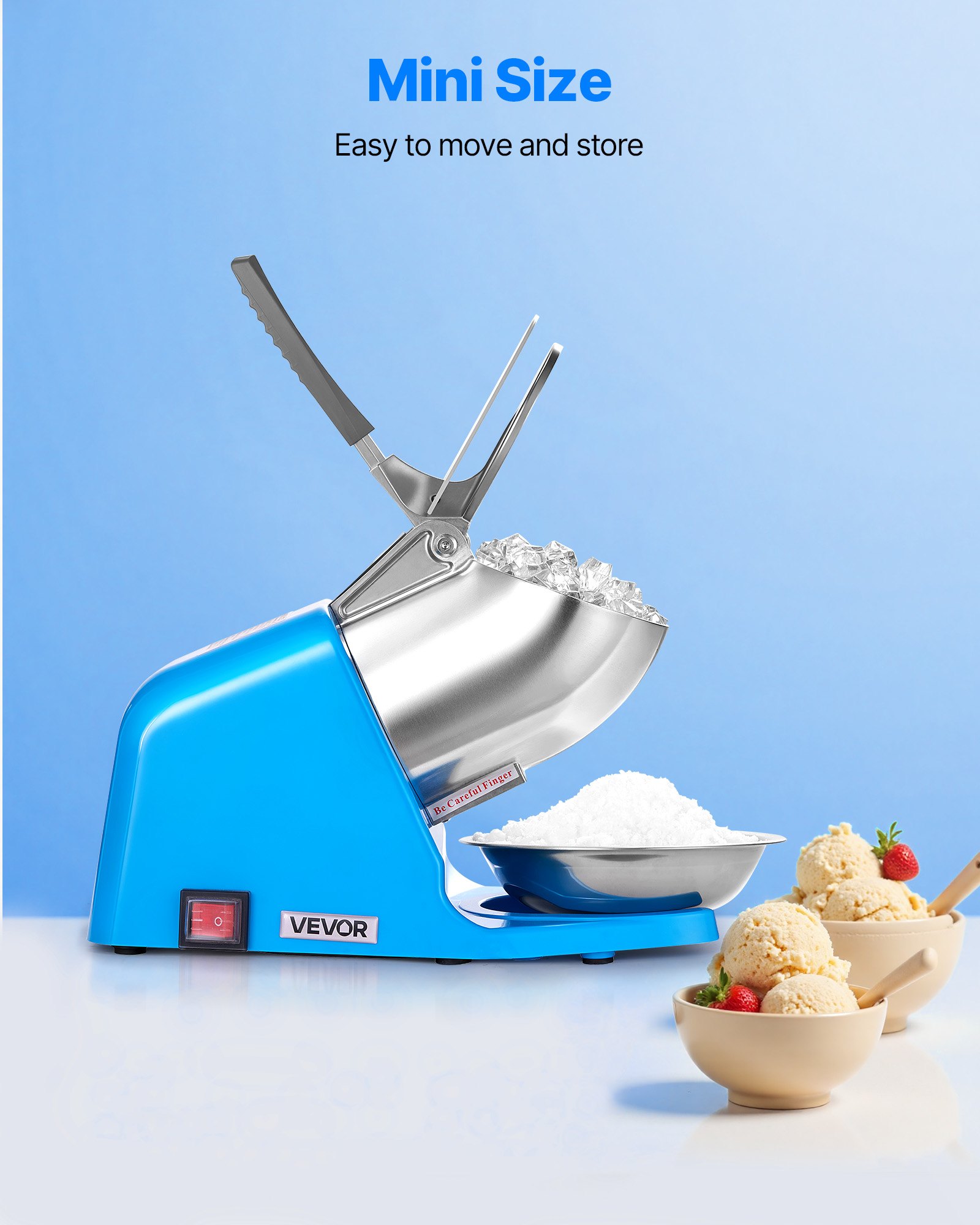 Commercial Ice Crusher 286LBS/H Electric Snow Cone Maker Shaved Ice Blue image 3