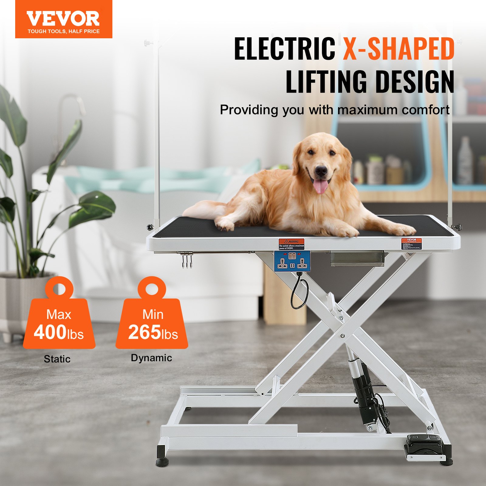 50' Electric Pet Grooming Table, Heavy Duty Dog Grooming Arm For Large Dogs, Height Adjustable Dog Grooming Station, Anti Slip Tabletop/Dog Grooming Station, Max Bearing 400LBS - Image 2