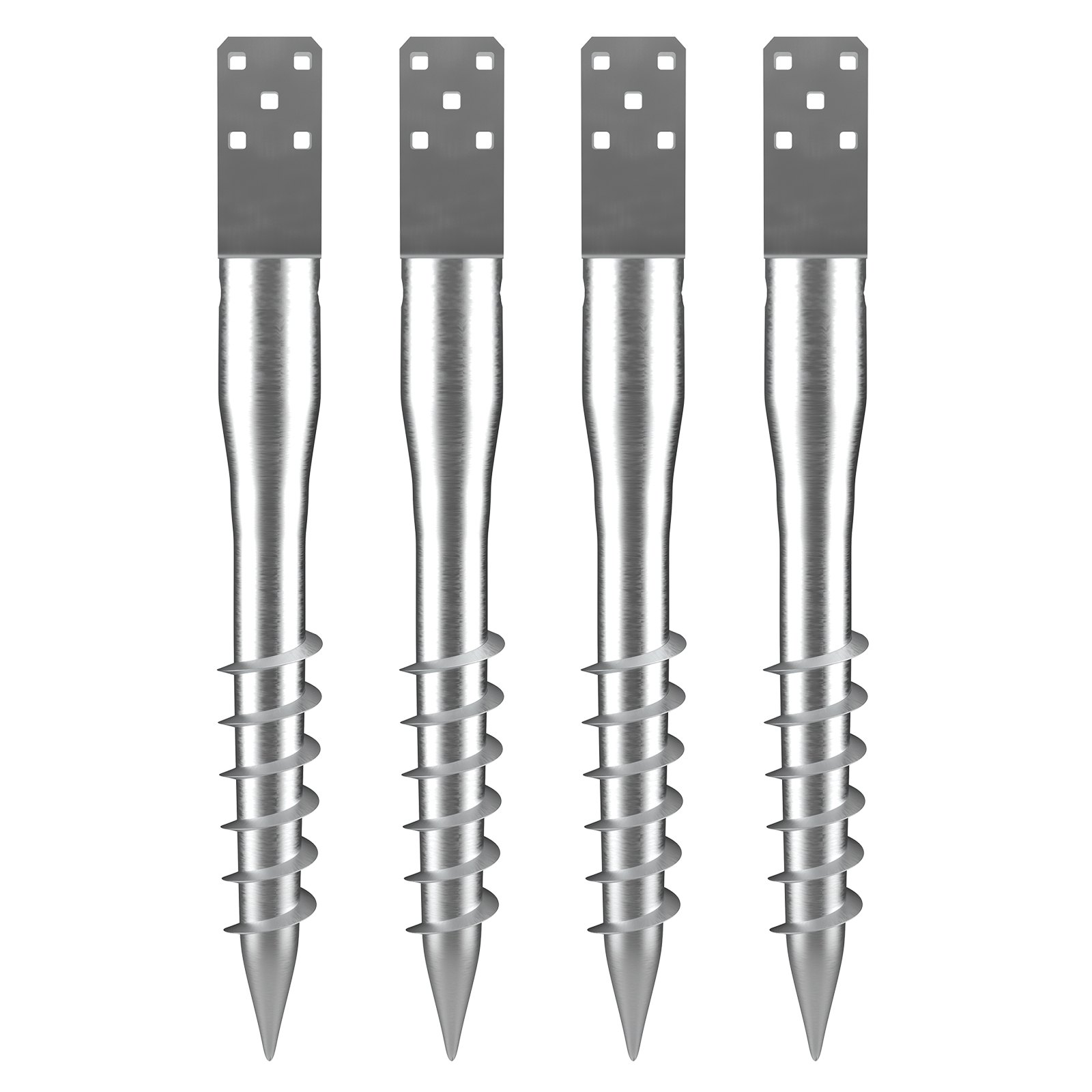 No Dig Ground Anchor, 4 Pack 3.94 X 2.76 X 27.56 In DIY Screw In Post Stake, Includes 6 Lag Bolts & A Rebar, U-Shape Heavy Duty Steel Post Holder, Great For Mailbox Posts And Fence Posts