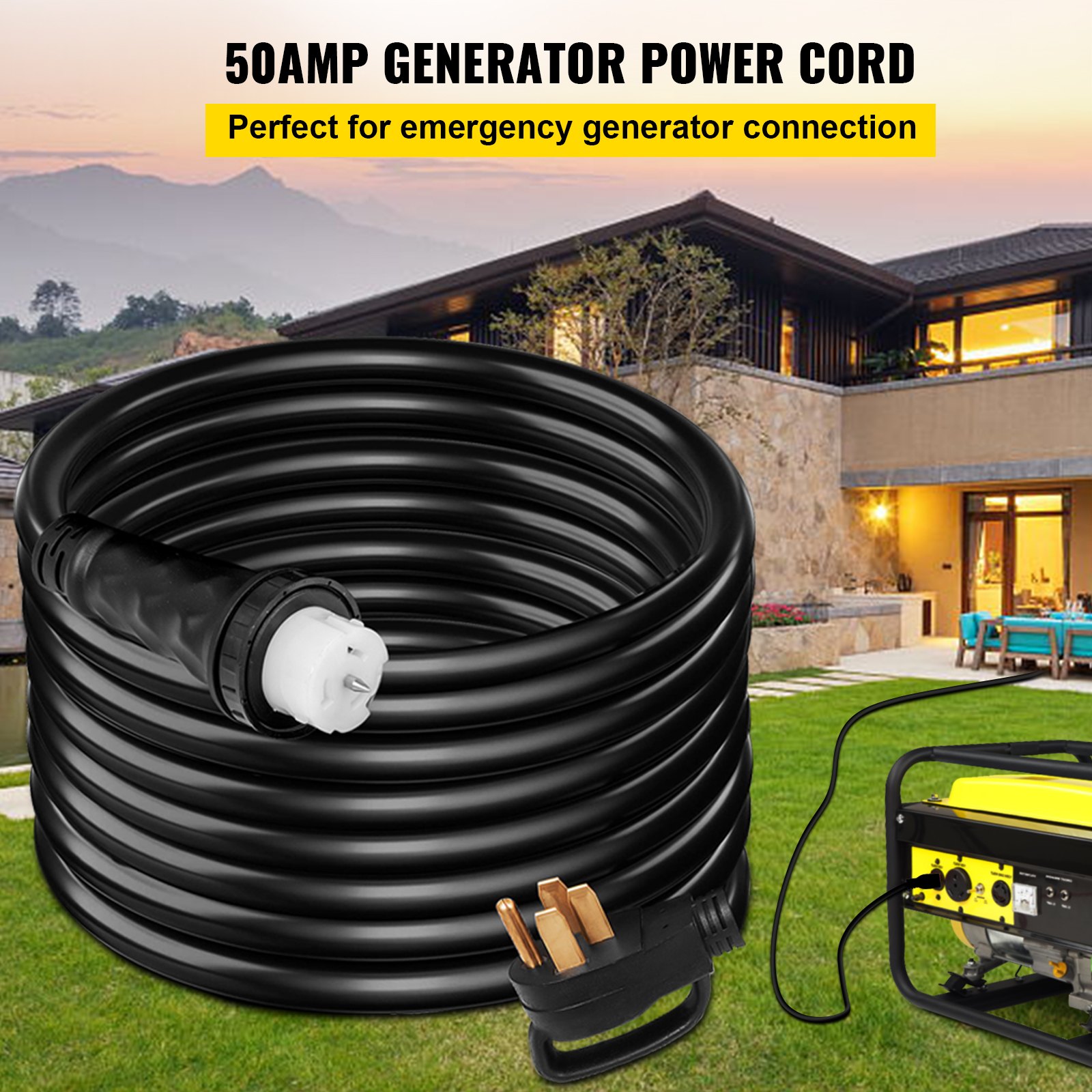 20Ft 50 Amp Generator Extension Cord STW 6/3 + 8/1 Generator Cord 125V 250V Generator Power Cord N14-50P & SS2-50R &… - 2