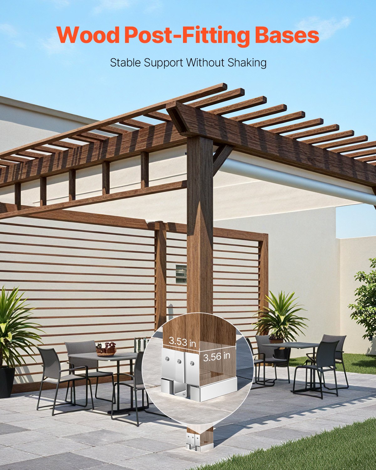 1 Pack 4×4 Post Base Bracket Post Anchor For Concrete Inner Size 3.53×3.56 In