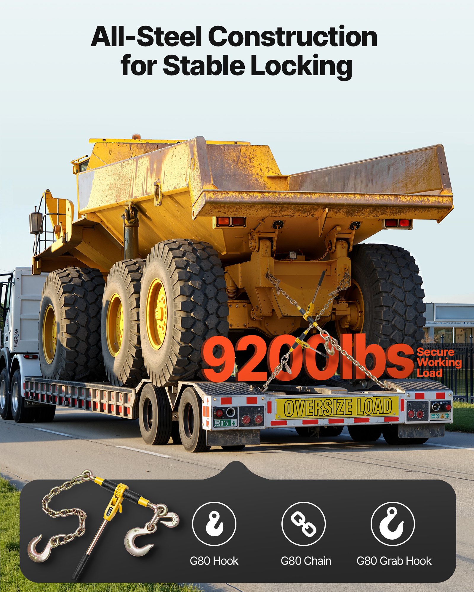Ratchet Chain Binder With 3'8 In - 1'2 In Chains Heavy Duty Load Binder image 2