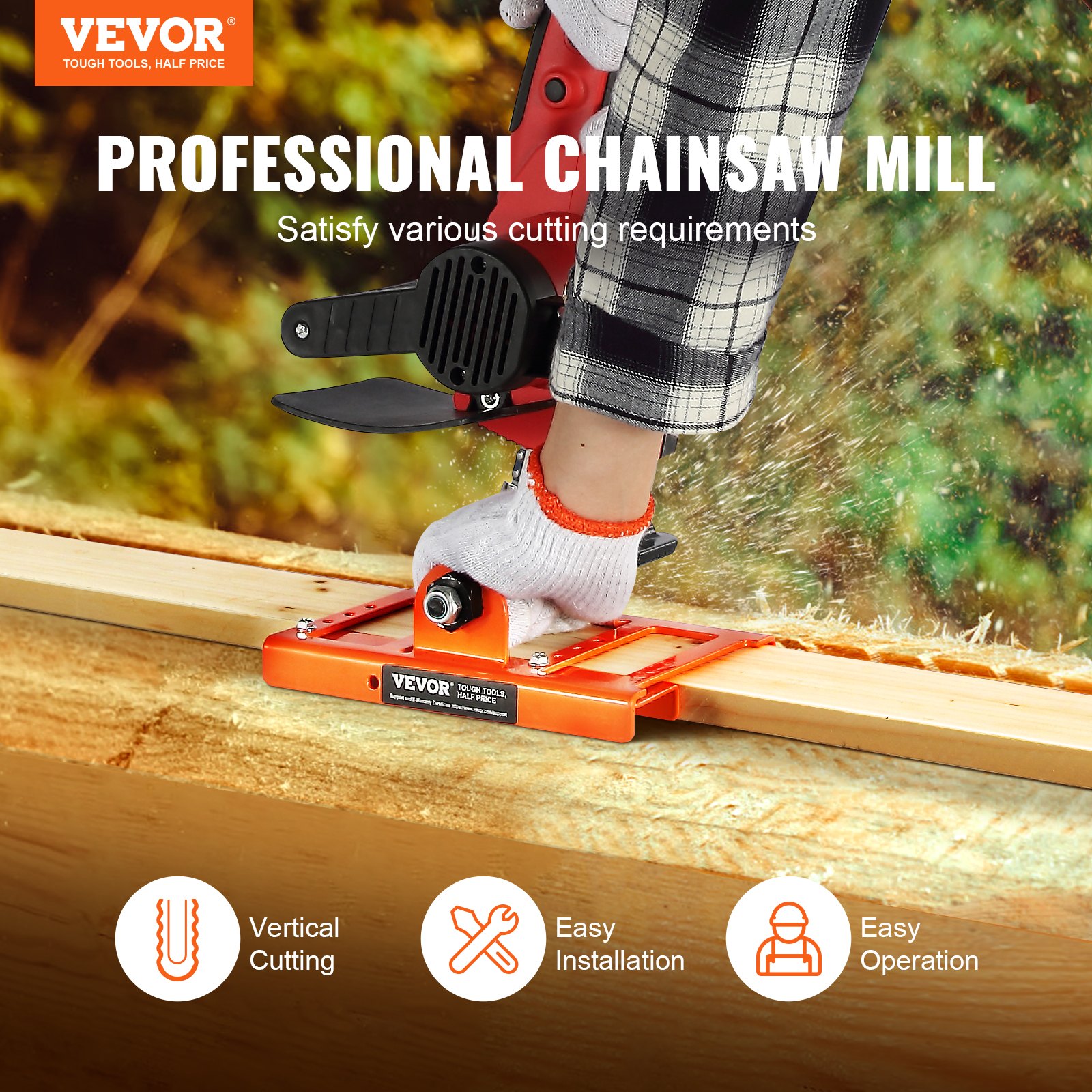 Chainsaw Mill, Vertical Lumber Cutting Guide With 2'-6' Cutting Width, Cast Iron Portable Timber Chainsaw… image 2