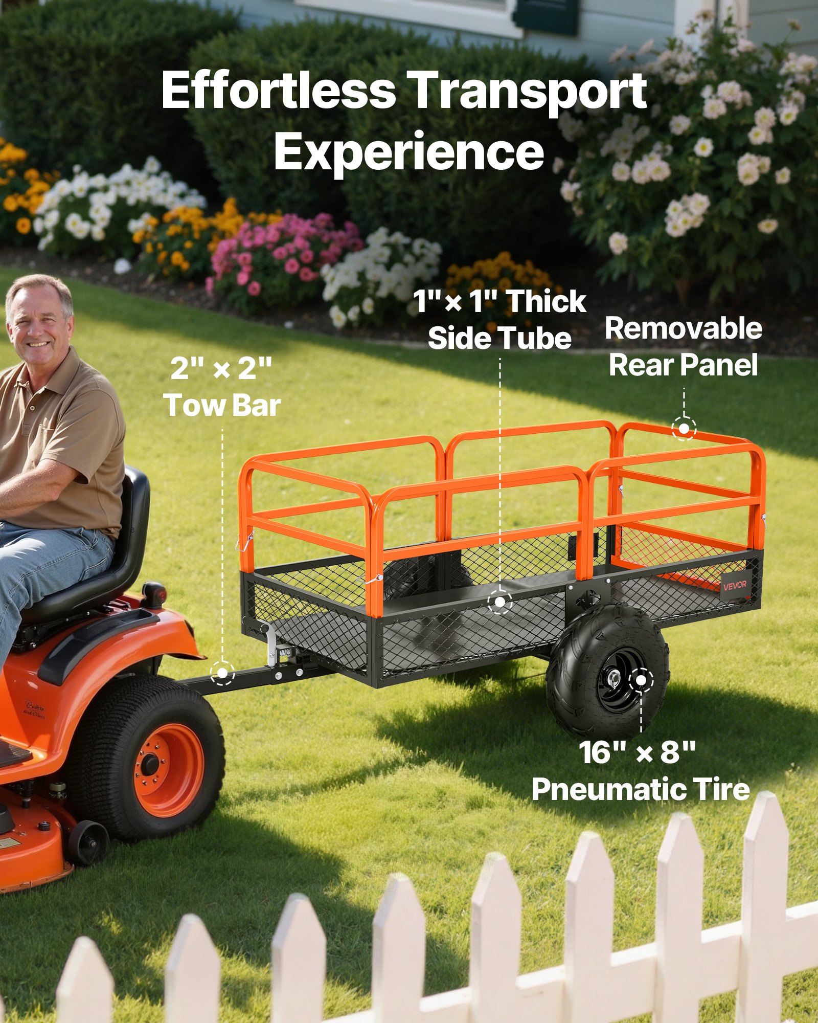 Dump Trailer 22 Cu. Ft Tow Behind Steel Garden Yard Trailer Cart - 3