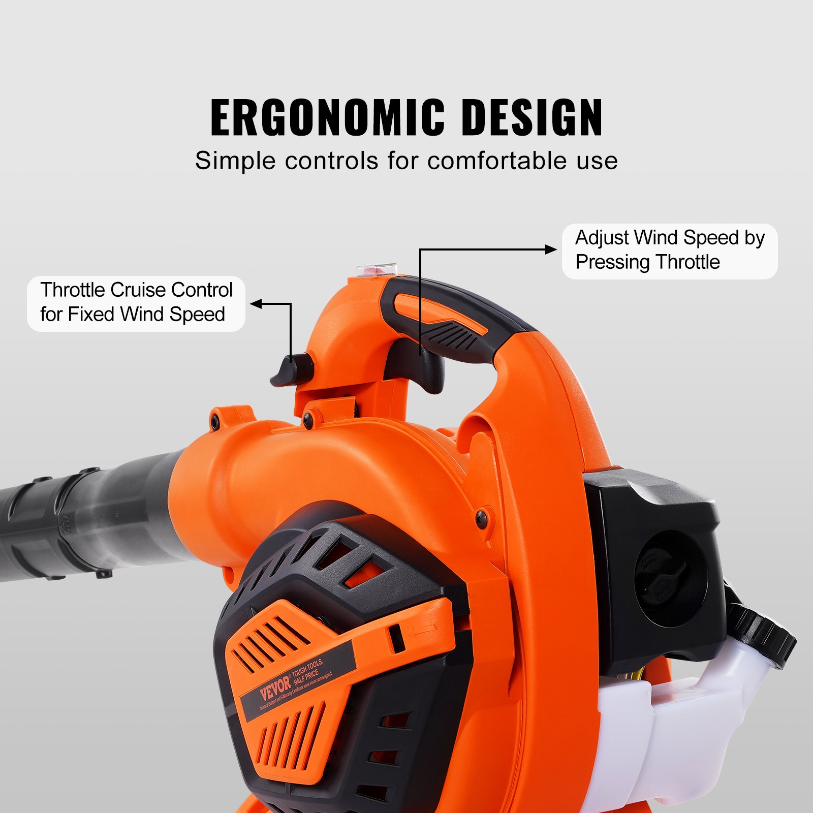 Leaf Blower, 26CC 2-Cycle Handheld Leaf Blower, 2-in-1 Blower 425CFM Air Volume 156MPH Speed, Ideal For Lawn Care,… - 4