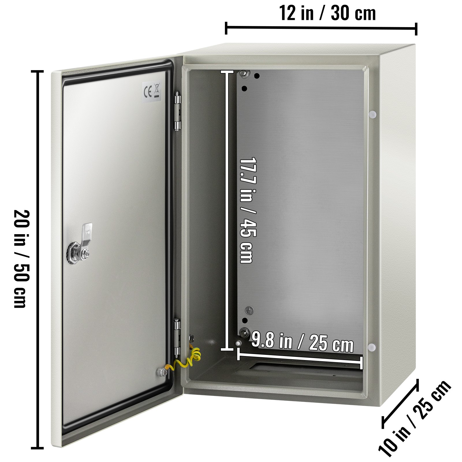 NEMA Steel Enclosure, 20 X 12 X 10” NEMA 4X Steel Electrical Box, IP66 Waterproof & Dustproof, Outdoor/Indoor Electrical Junction Box, With Mounting Plate – Grey