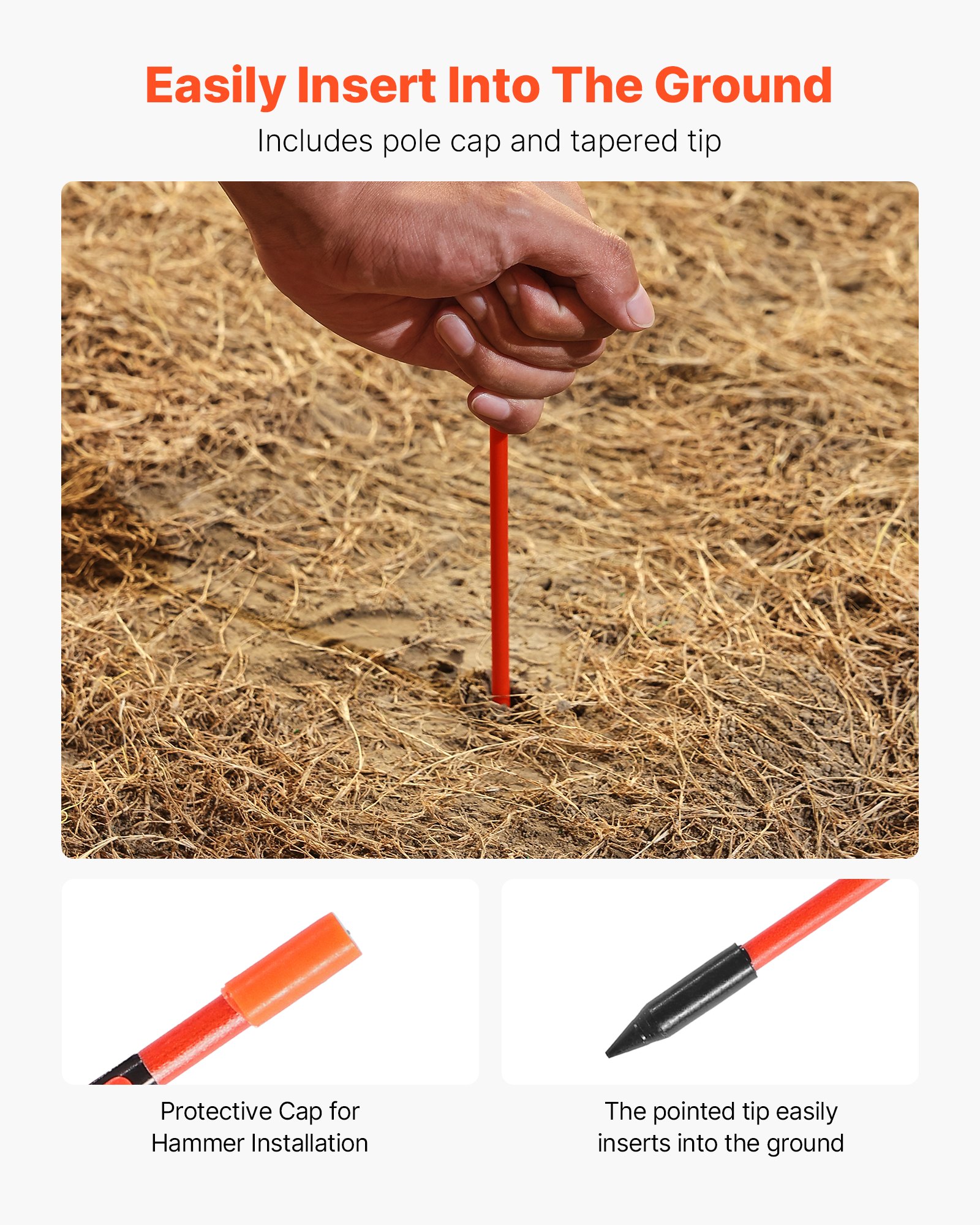 200Pcs Reflective Driveway Markers 1/4' Dia 48 In Snow Stakes Reflectors Orange image 4