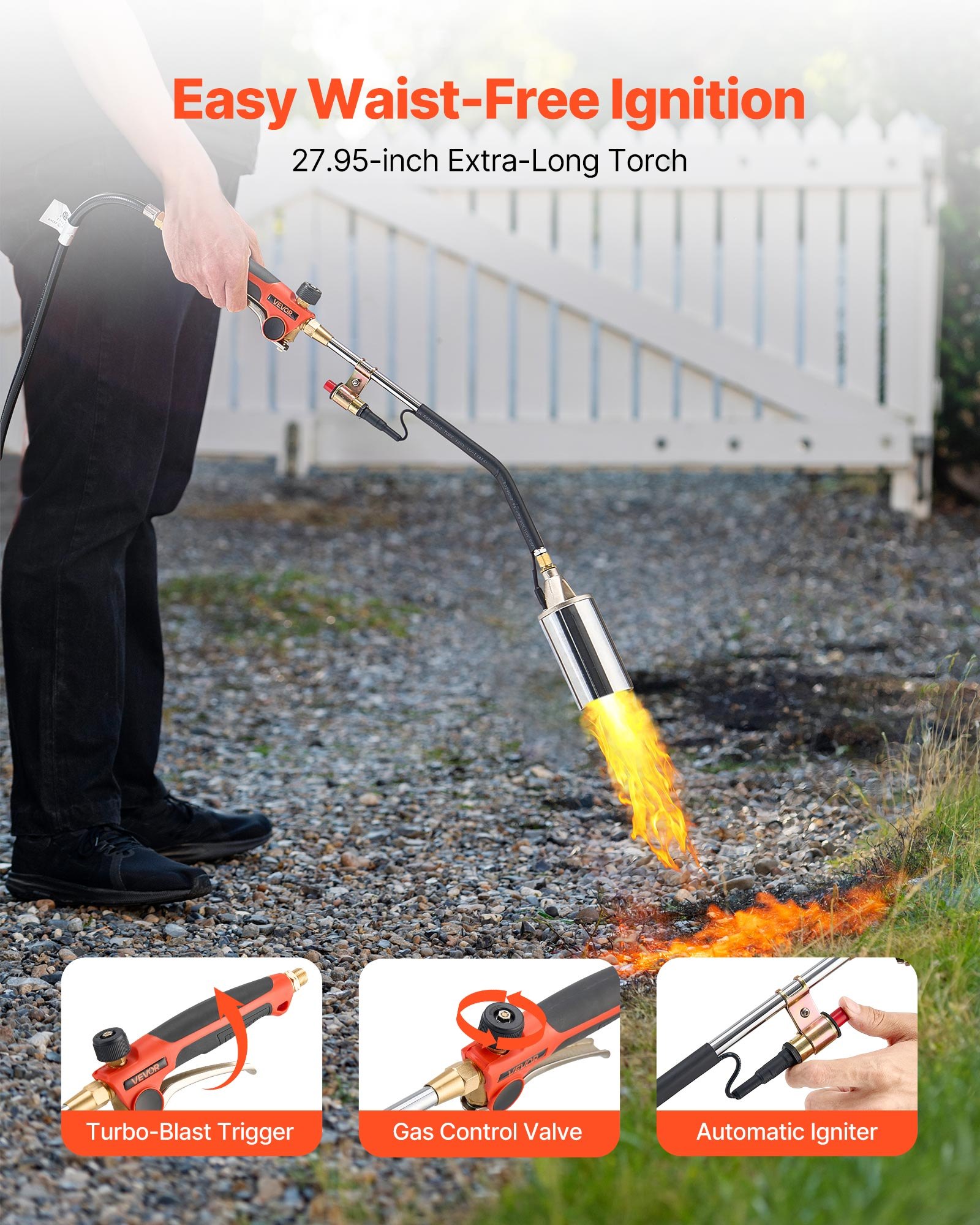 Propane Weed Torch Burner Ice Snow Melter 1800000 BTU 10 Ft Hose Portable - 4