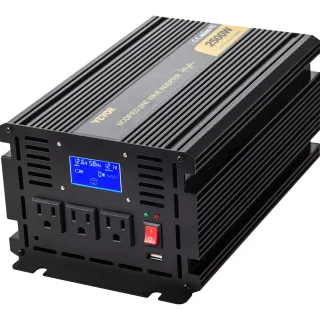 Power Inverter, 2500W Modified Sine Wave Inverter, DC 12V To AC 120V Car Converter, With LCD Display, Remote Controller, LED Indicator, AC Outlets Inverter For Truck RV Car Boat Tr